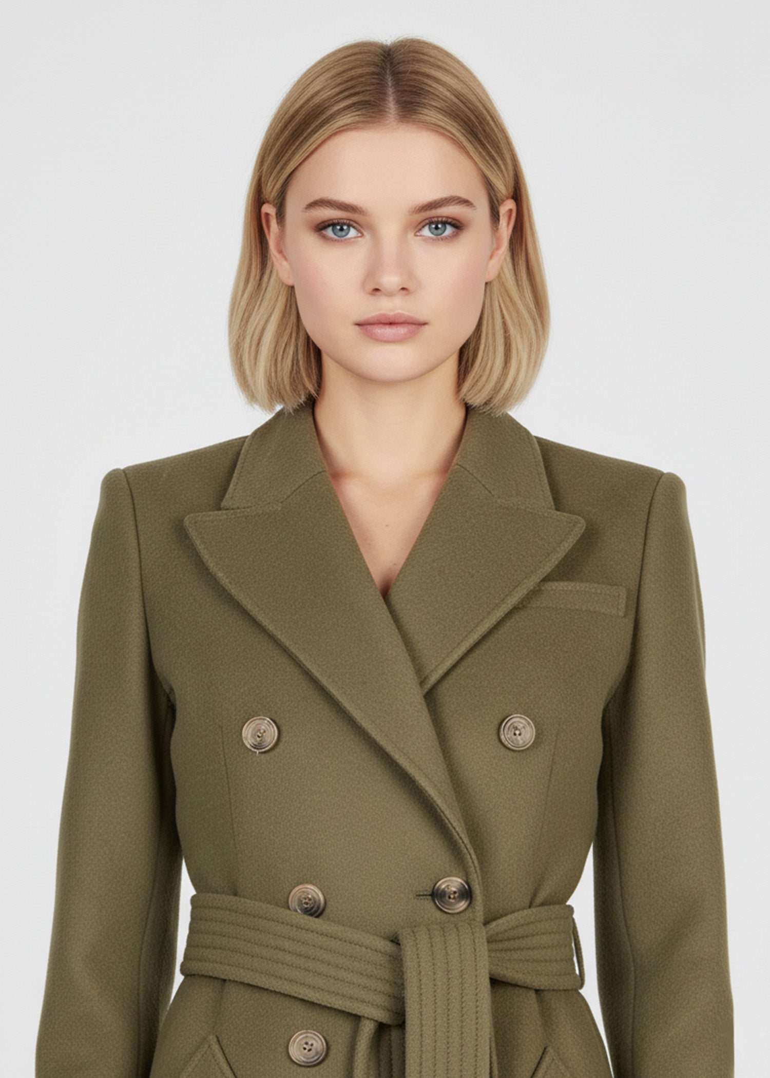 Buy Olive Green Long Coat with double breasted style - Shop Now Custom Size Buy Olive Green Long Coat with double breasted style - Shop Now Custom Size