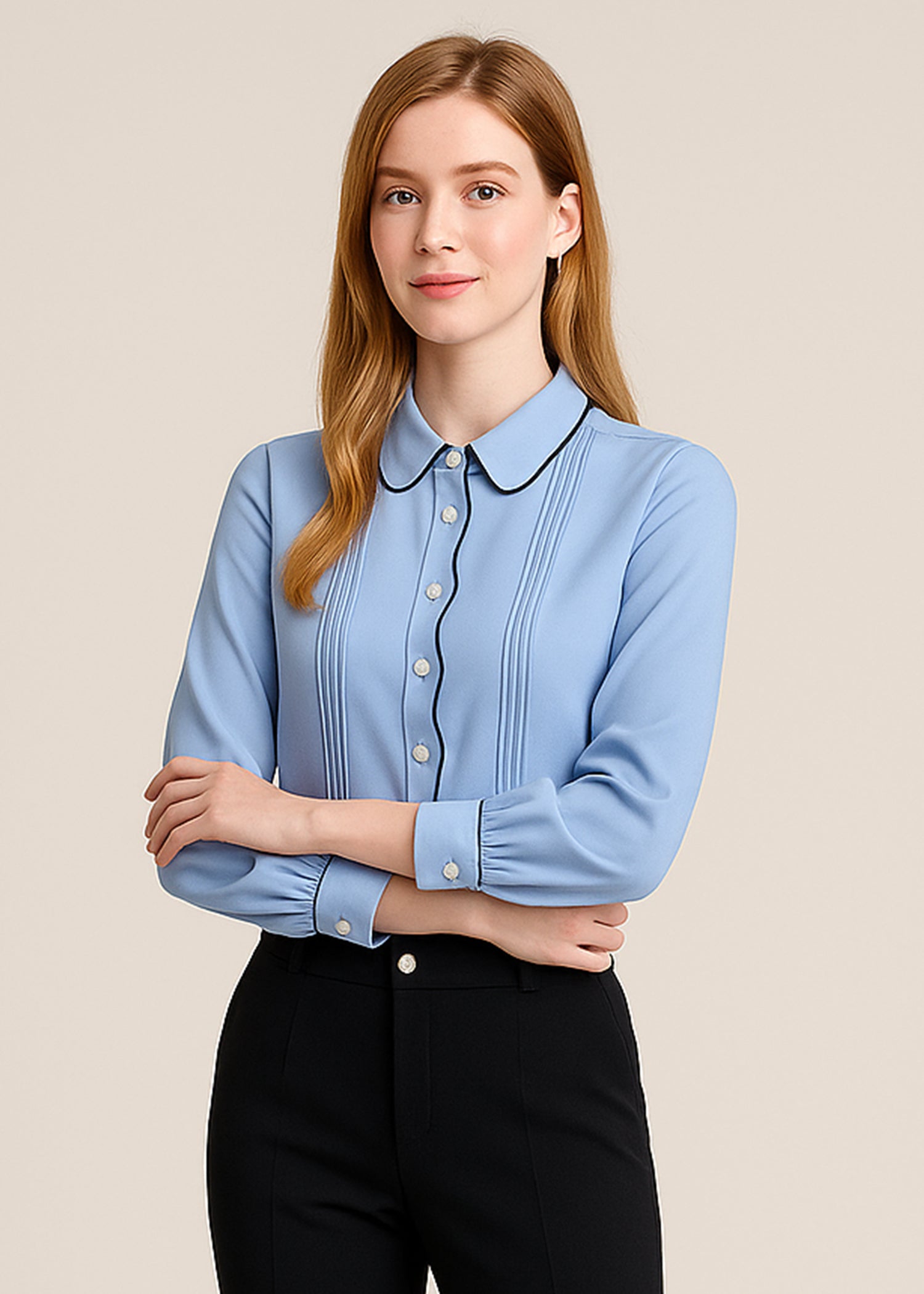 Light Blue Peter Pan Collar Shirt - Main Image