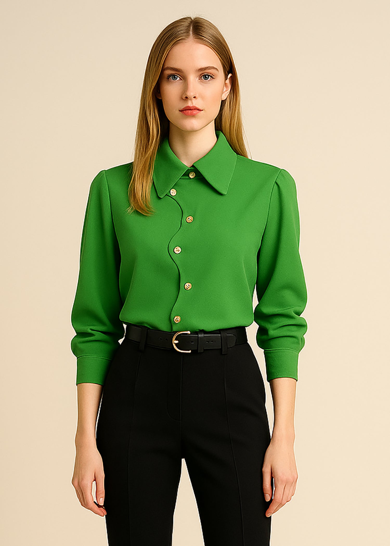 Green Pointed Collar Shirt for Ladies Green Pointed Collar Shirt for Ladies