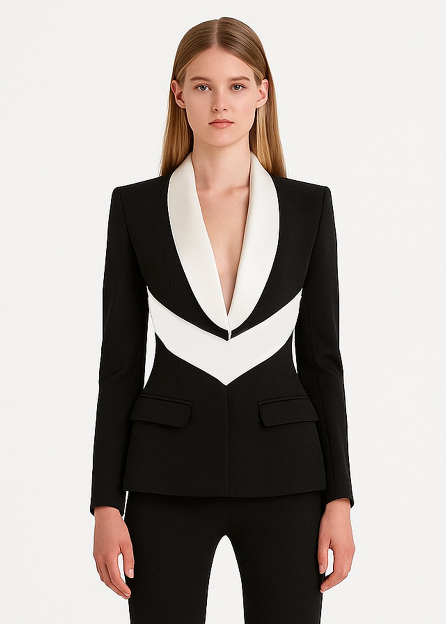 Black Shawl Collar Blazer for Female