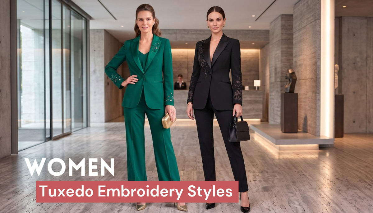 Women Tuxedo Embroidery Styles: A Guide to Beadwork and Thread Details