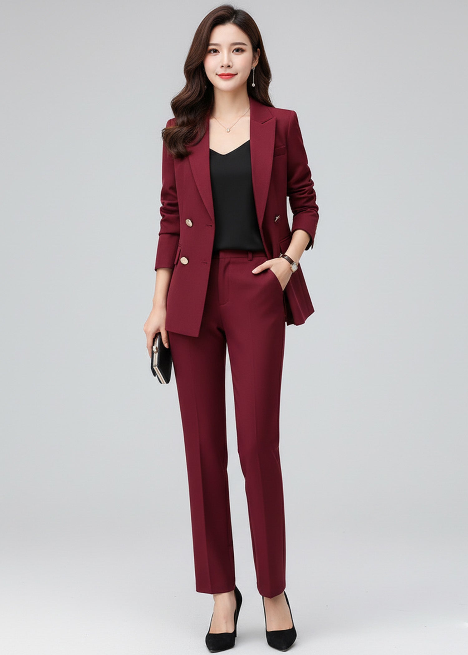 Maroon Double Breasted Suit