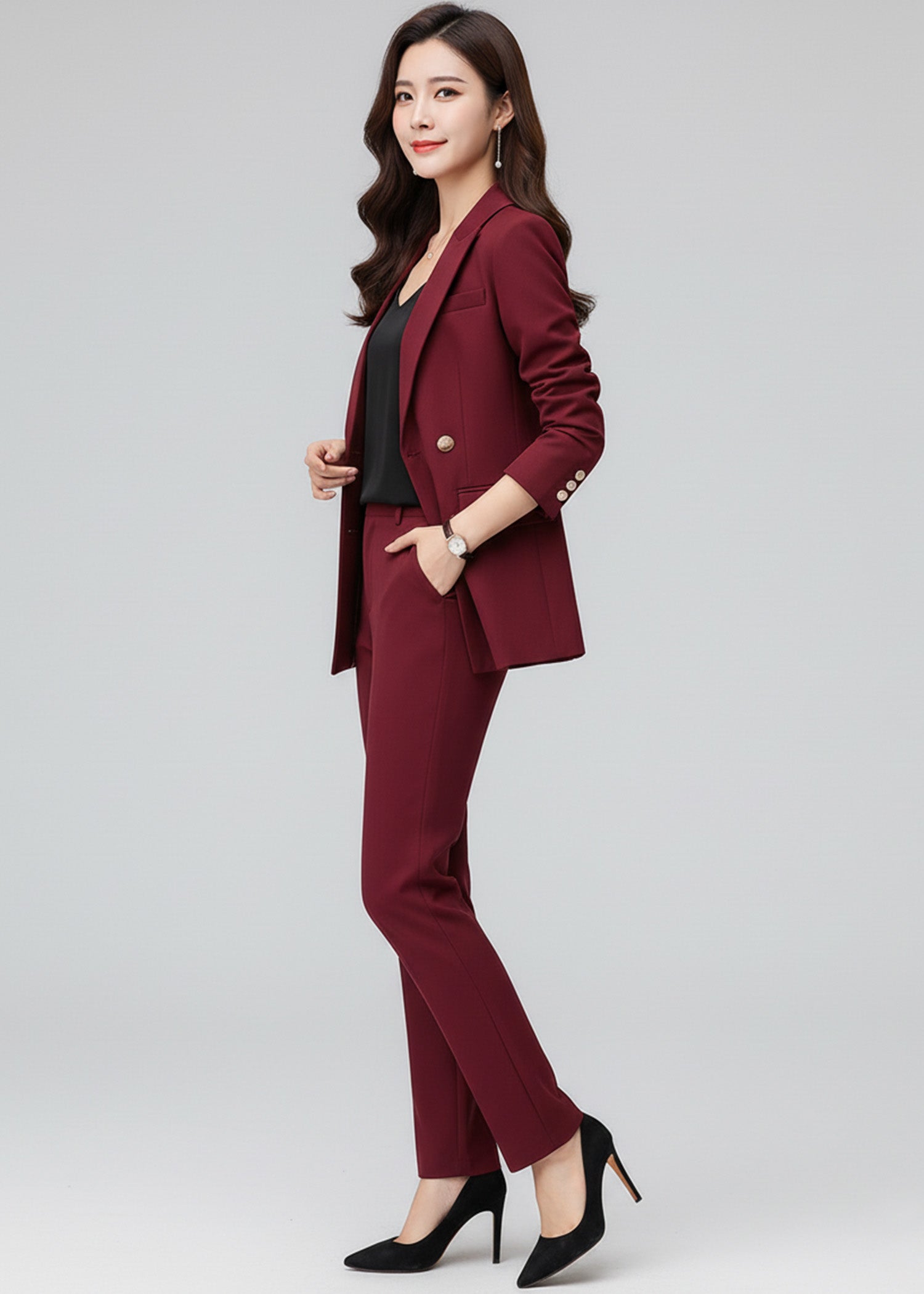 Maroon Double Breasted Suit