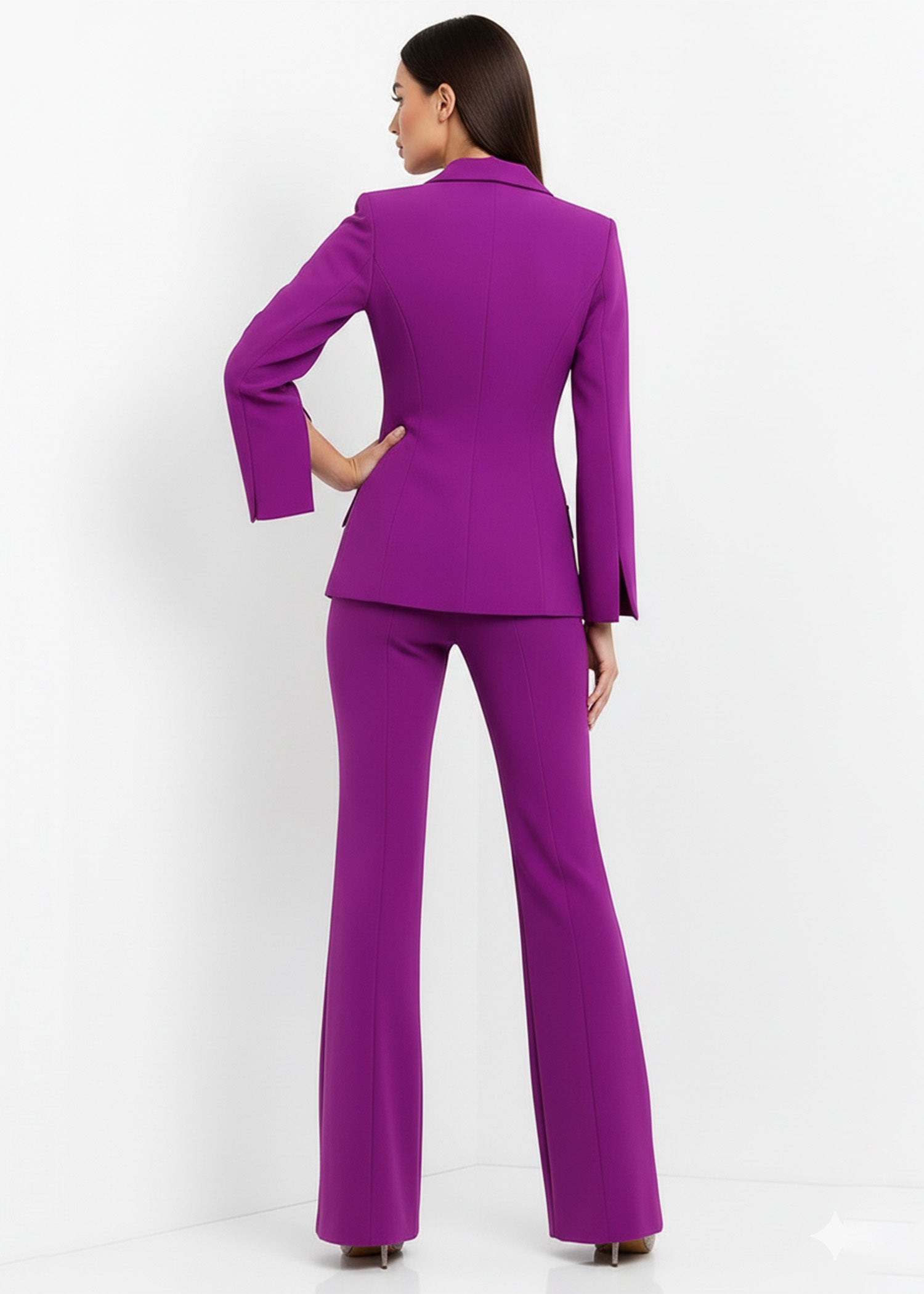 Cape Blazer Suit in Vibrant Purple