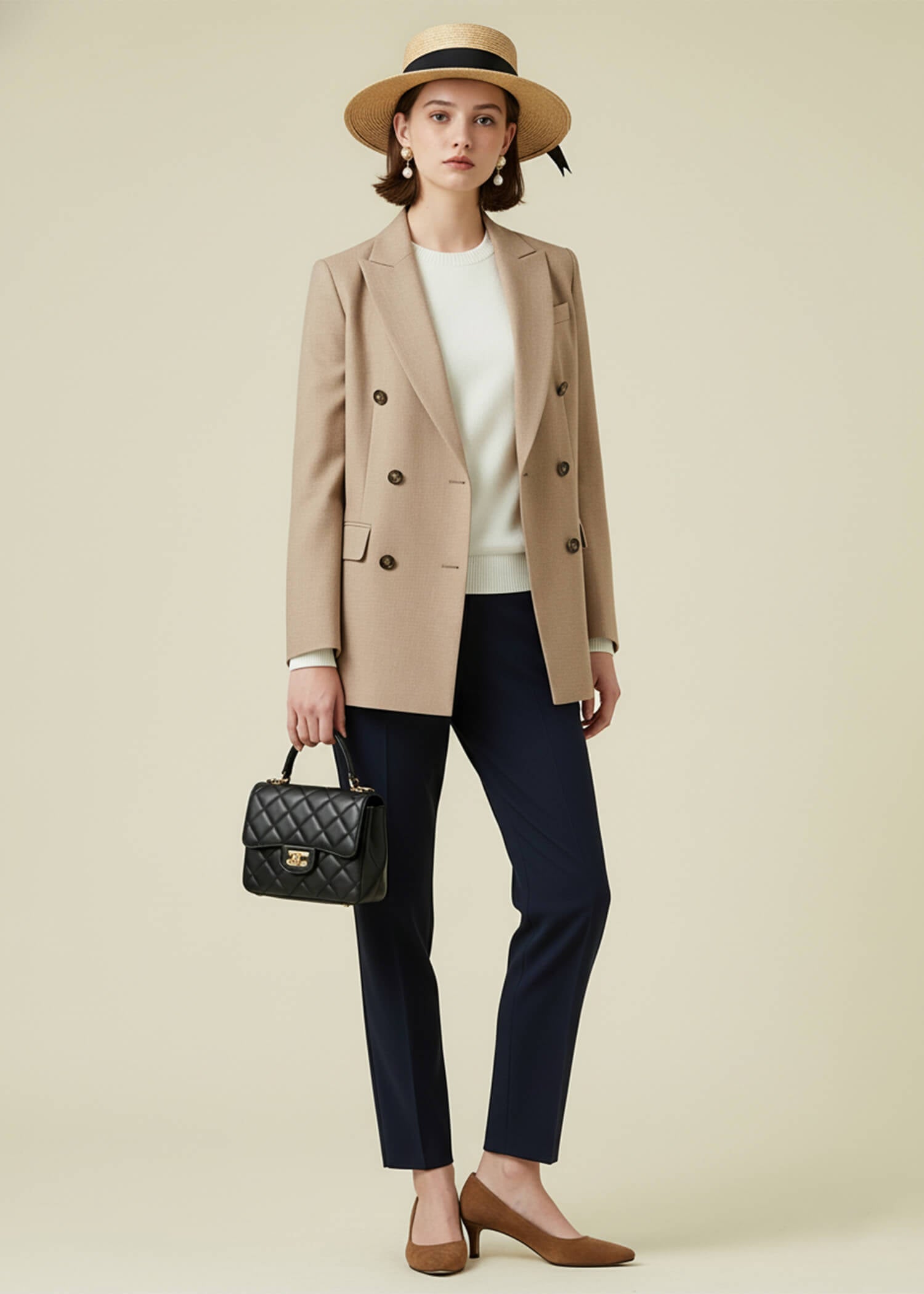 Camel Double Breasted Blazer