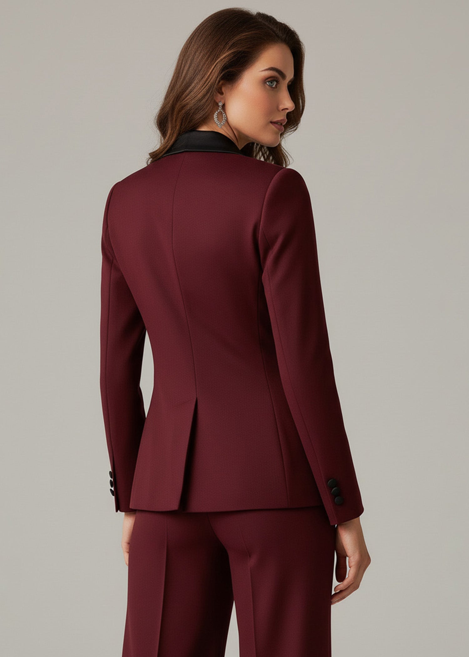 Burgundy Satin Lapel Tuxedo