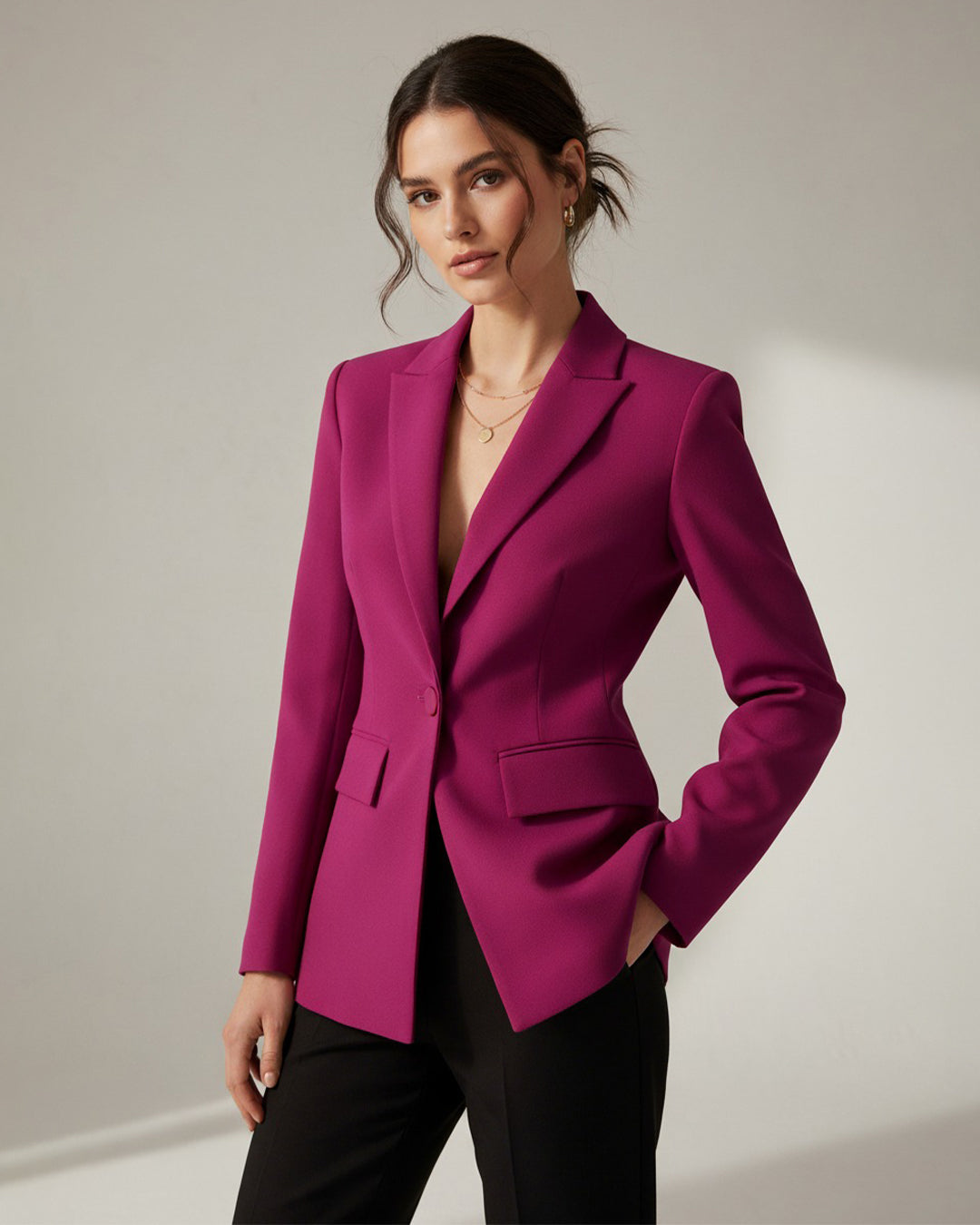 Magenta Single-Button Blazer