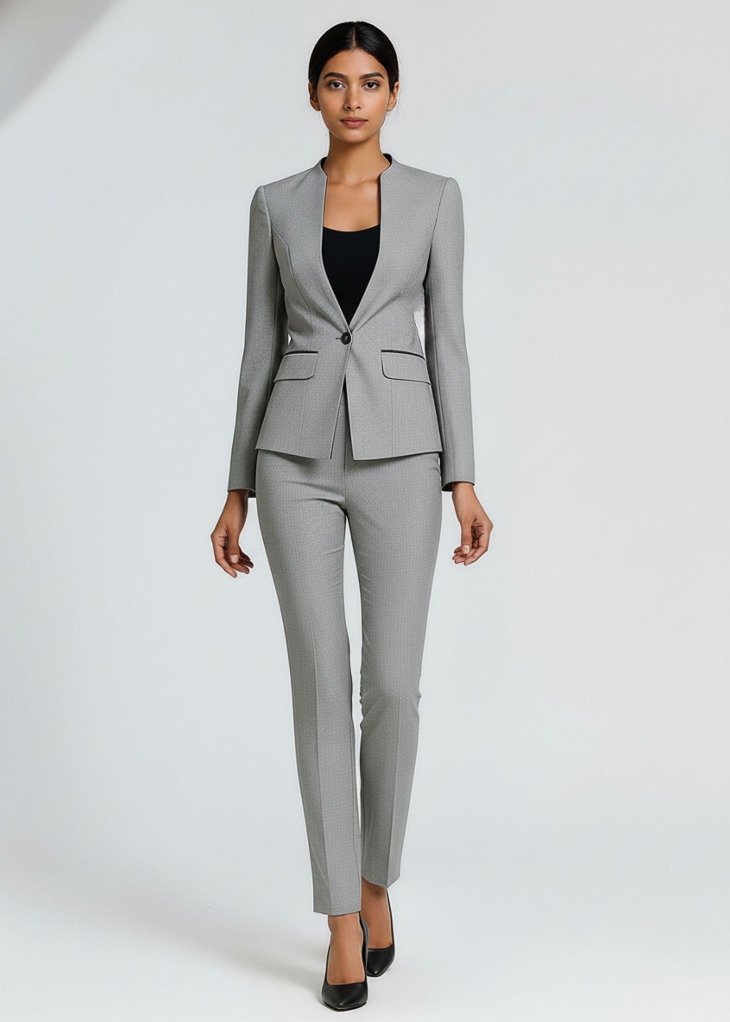Grey Single Breasted Suit for Ladies