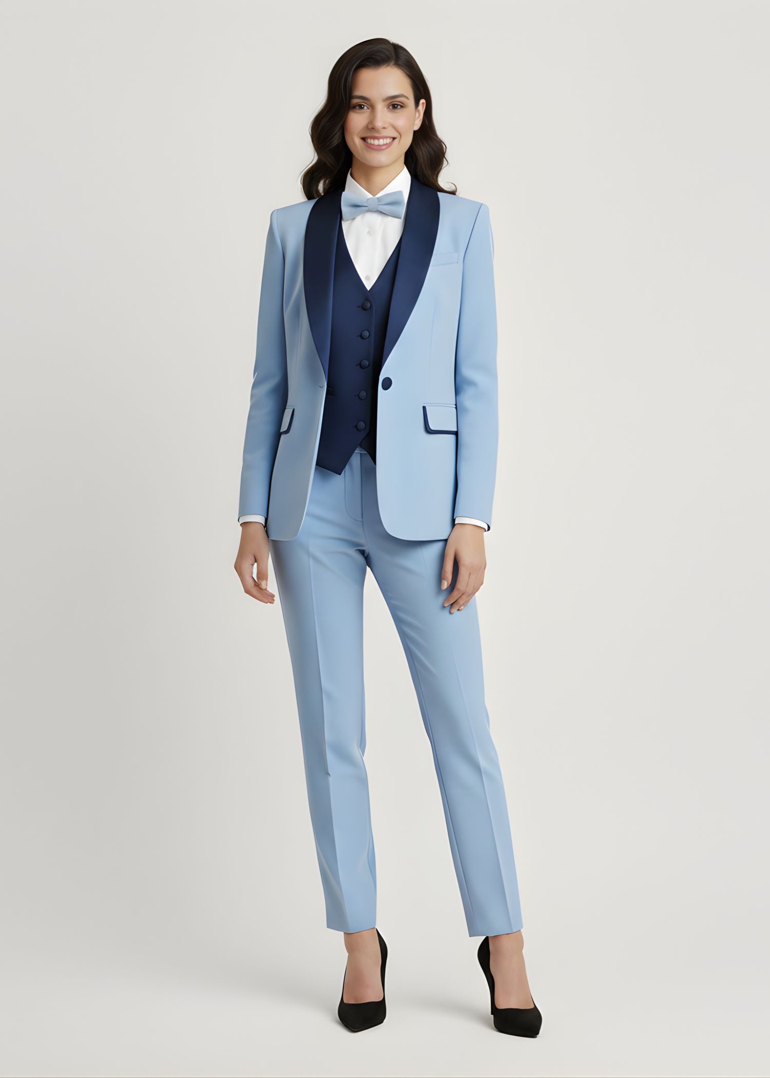 Powder Blue Tuxedo with Navy Contrast