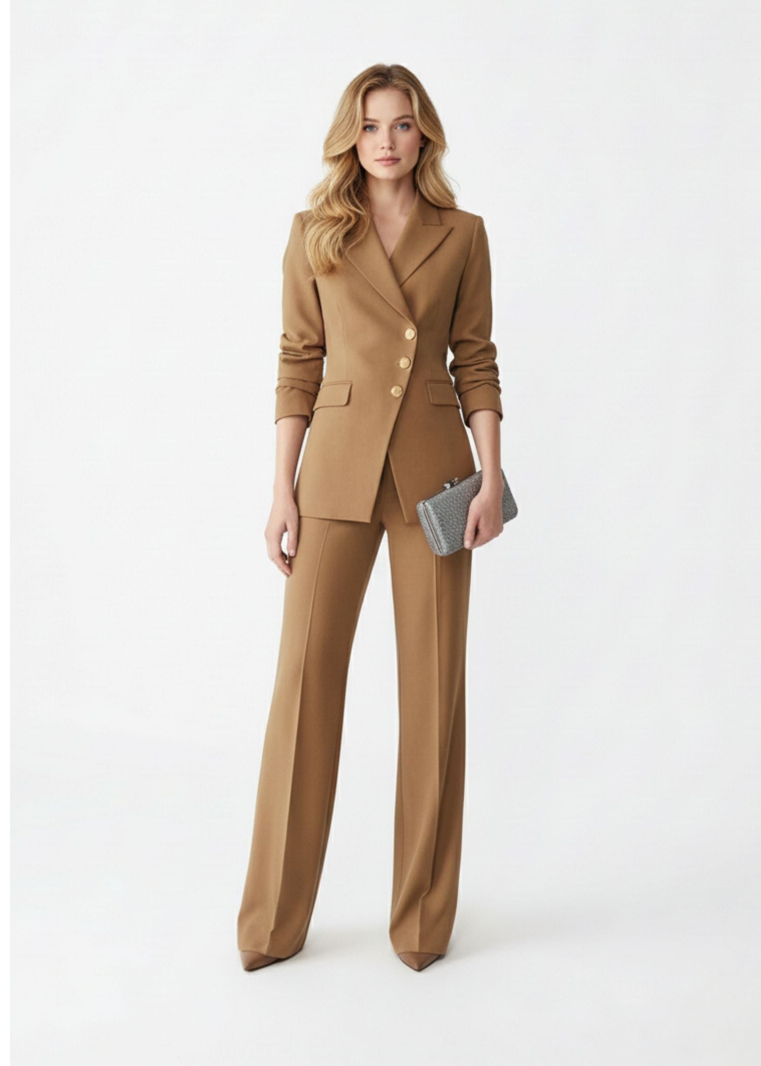 Three Button Camel Suit