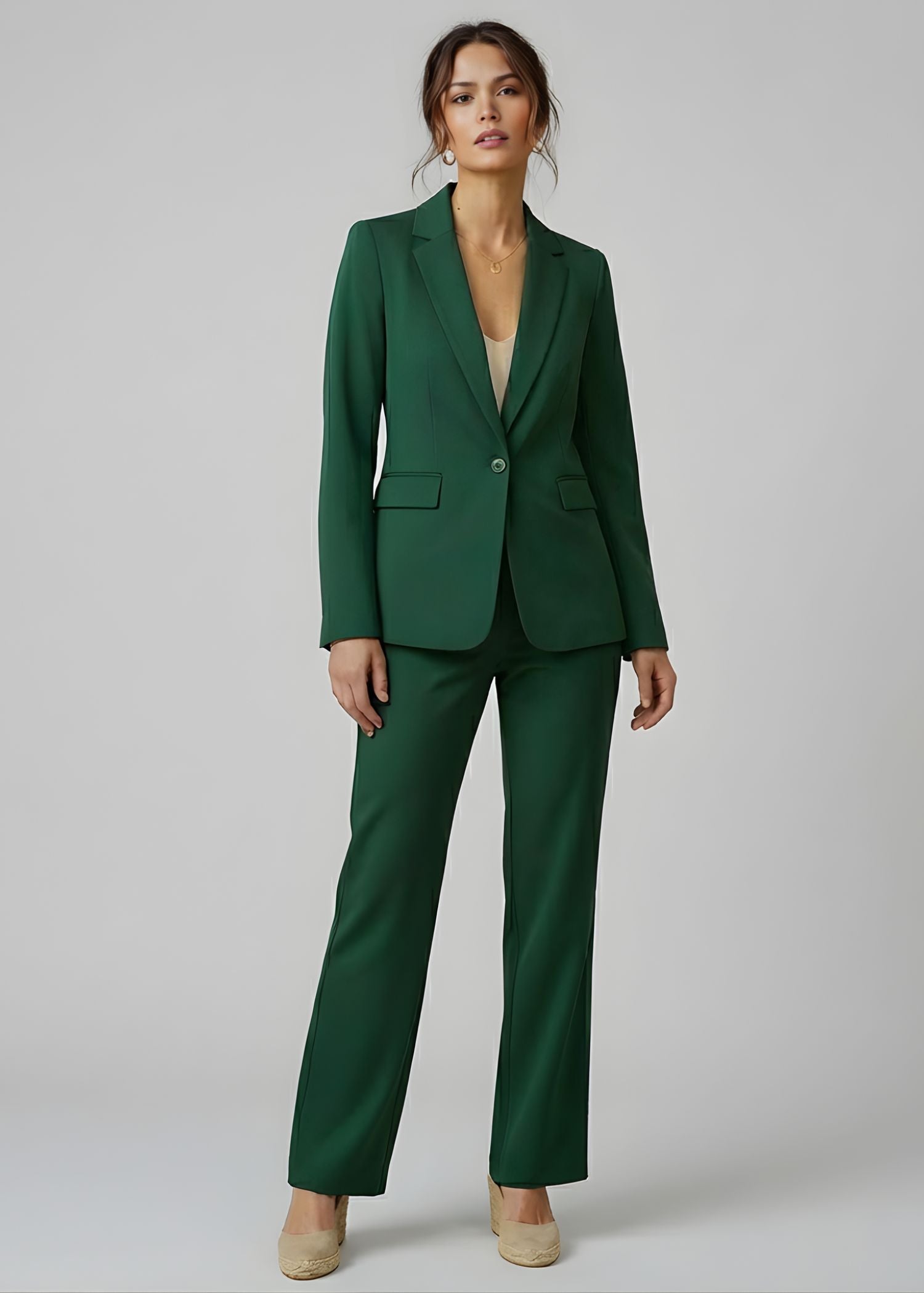 Notch Lapel Suit in Bottle Green