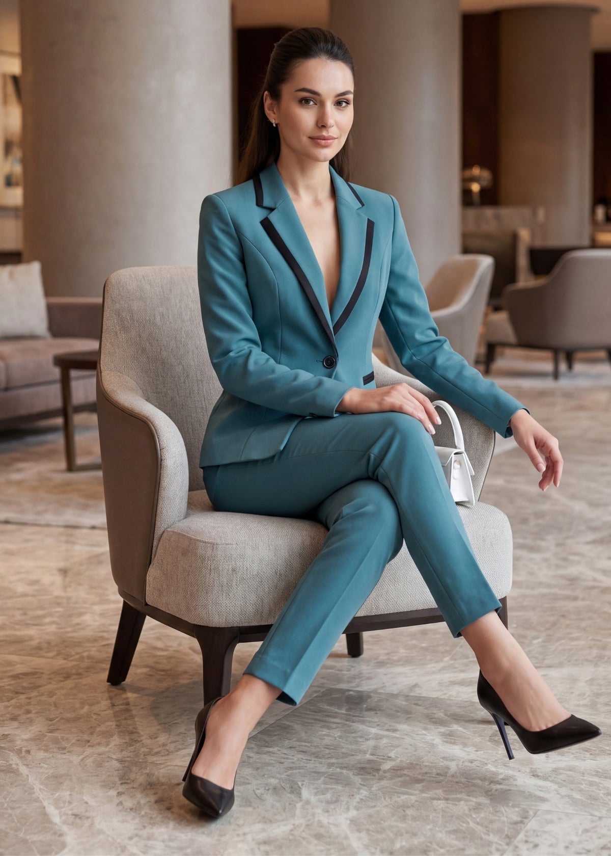 Althea Satin Trim Notch Lapel Tuxedo