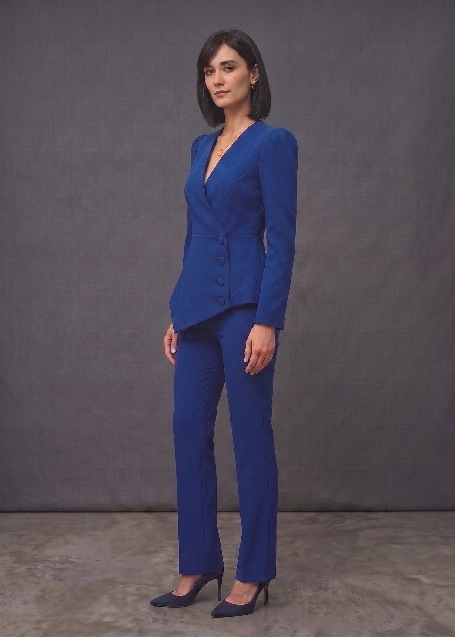 Asymmetric Wrap Style Suit for women