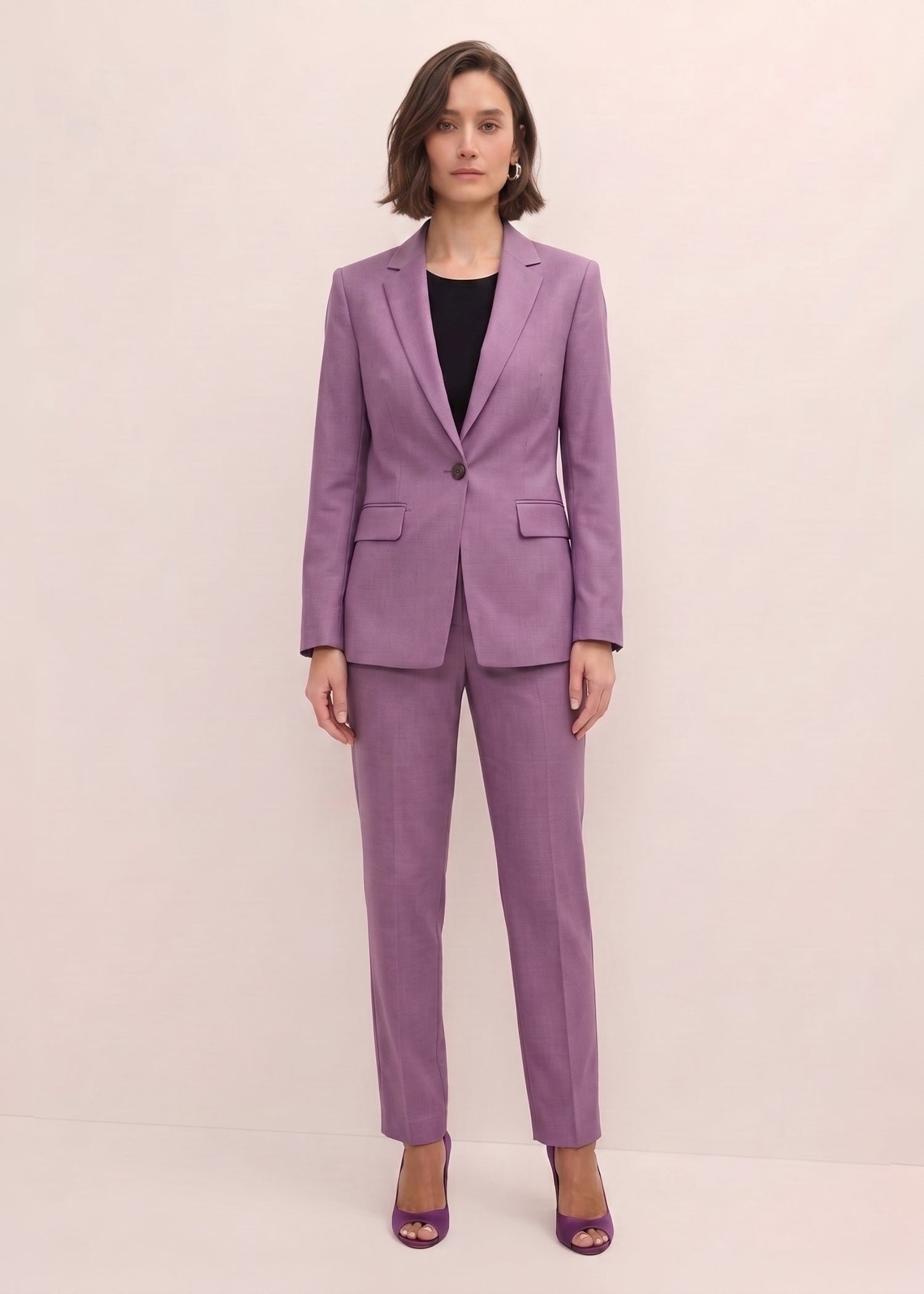 Aubergine Notch Lapel Two Piece Suit