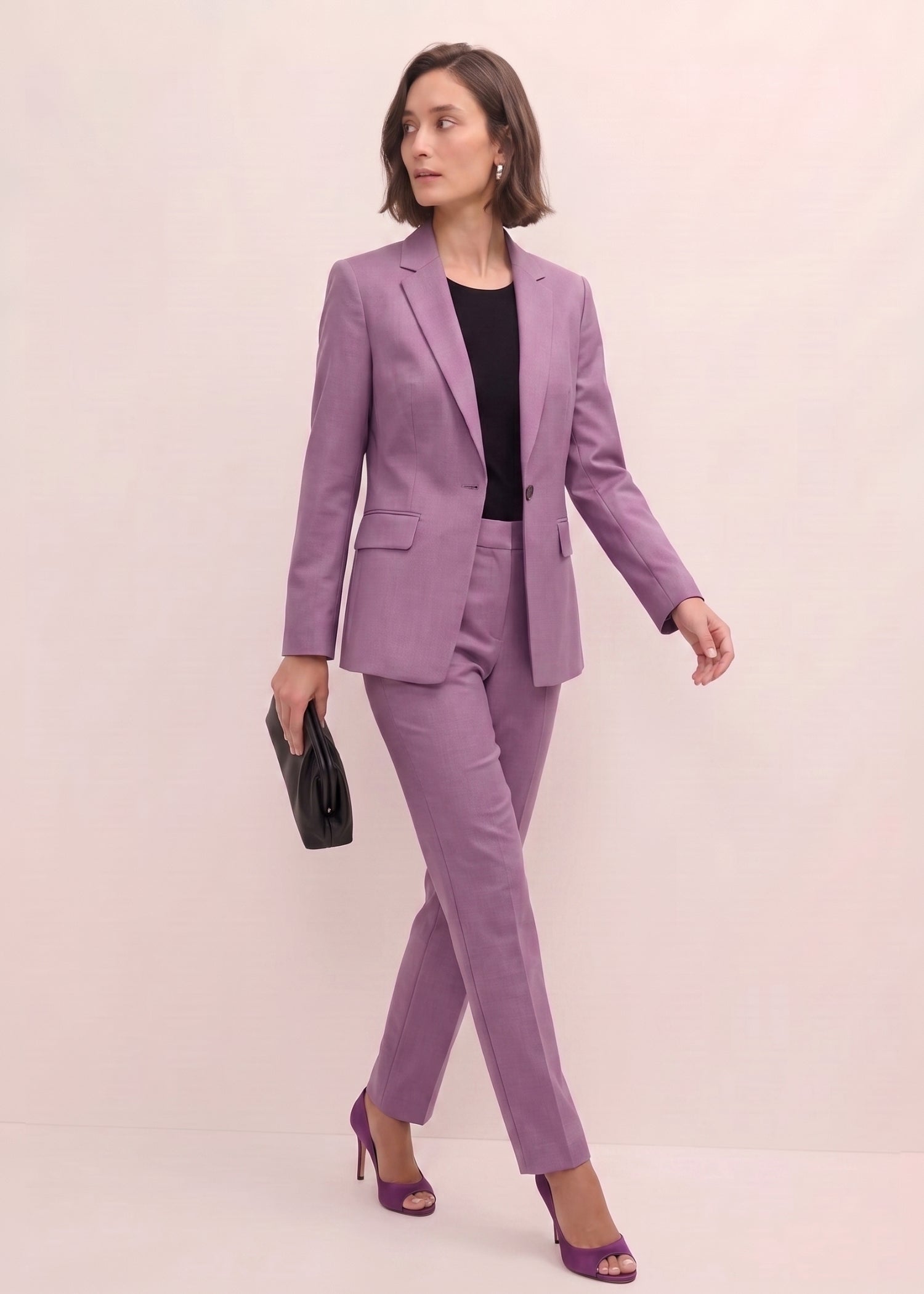 Aubergine Notch Lapel Two Piece Suit