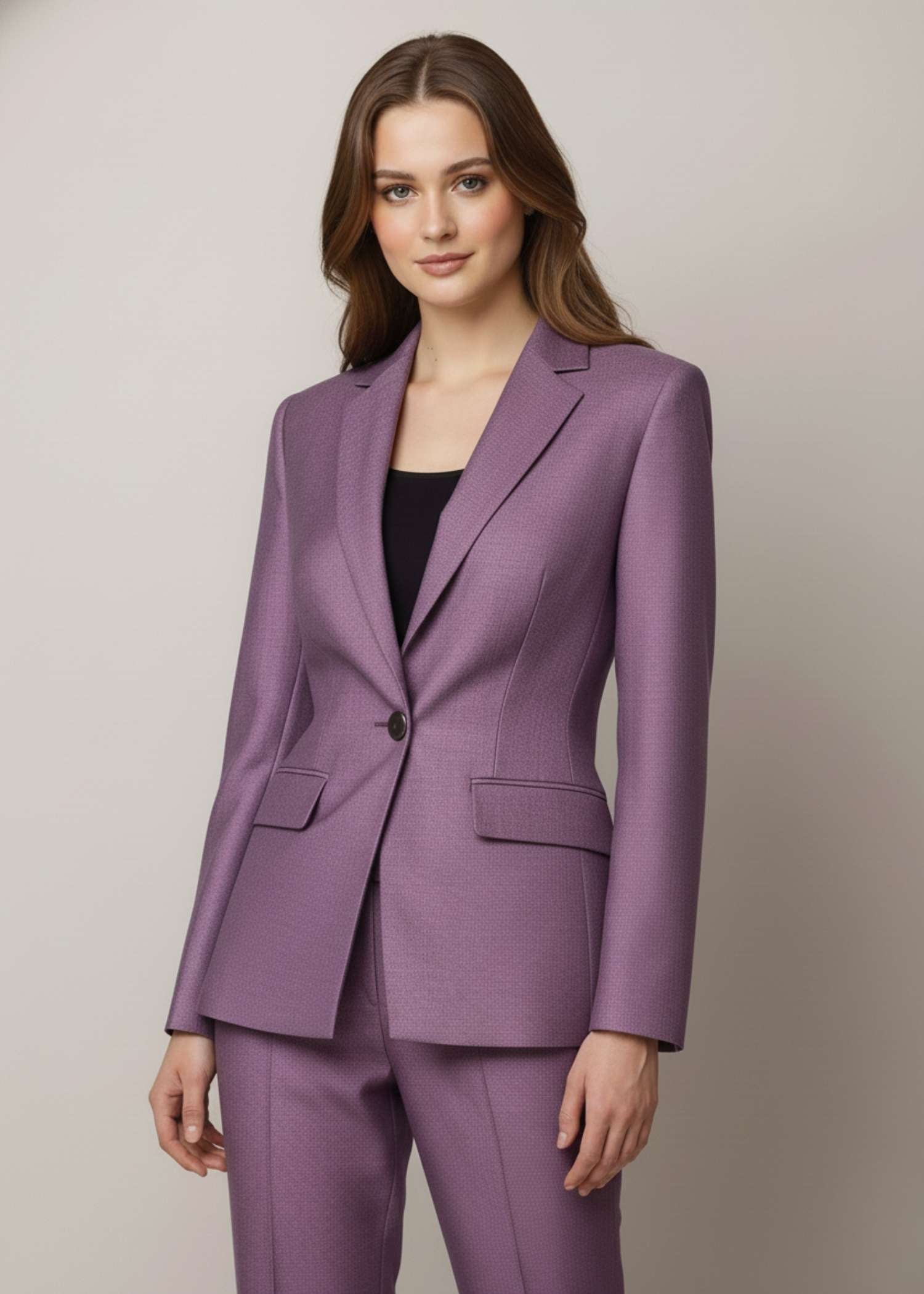 Aubergine Notch Lapel Two Piece Suit 