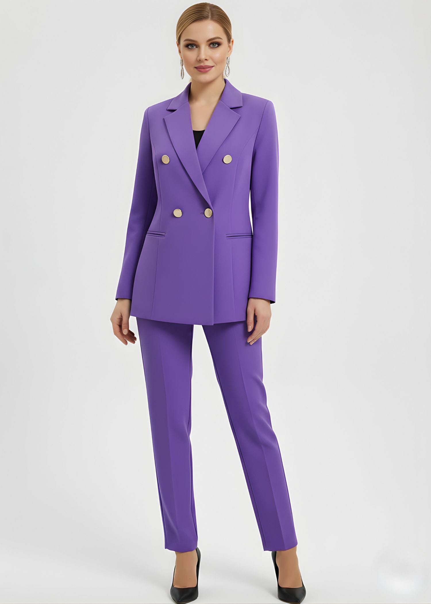 Averly notch lapel double breasted suit 
