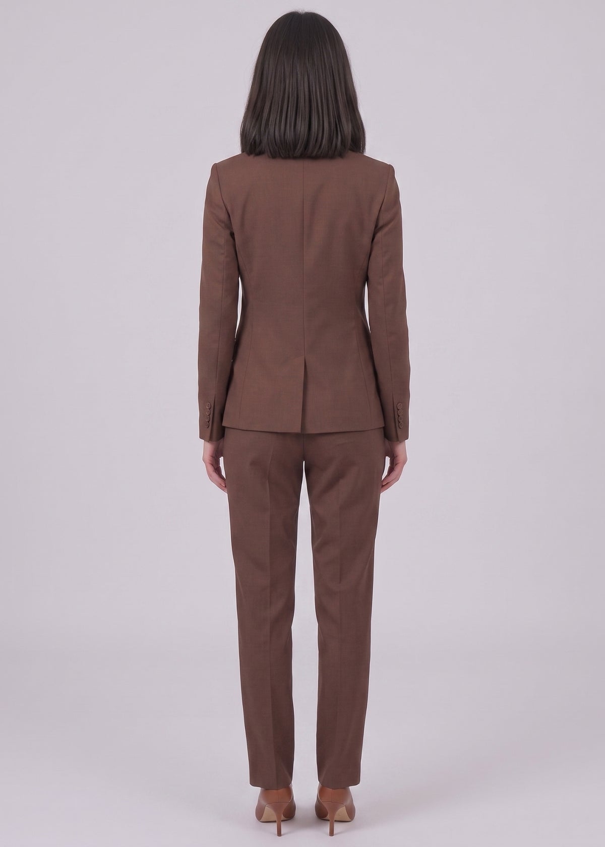 Balkans Notch Lapel Formal Business Suit in Deep Brown
