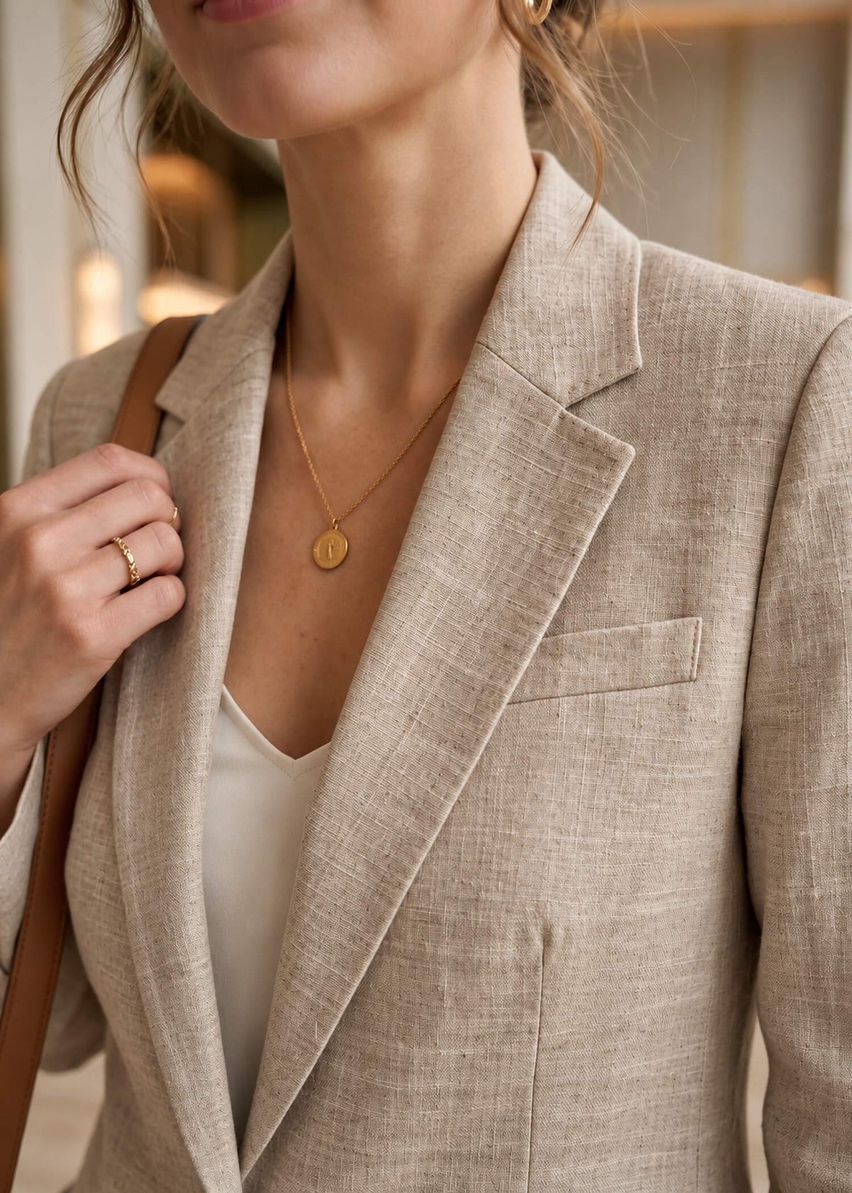 Beige Linen Suit