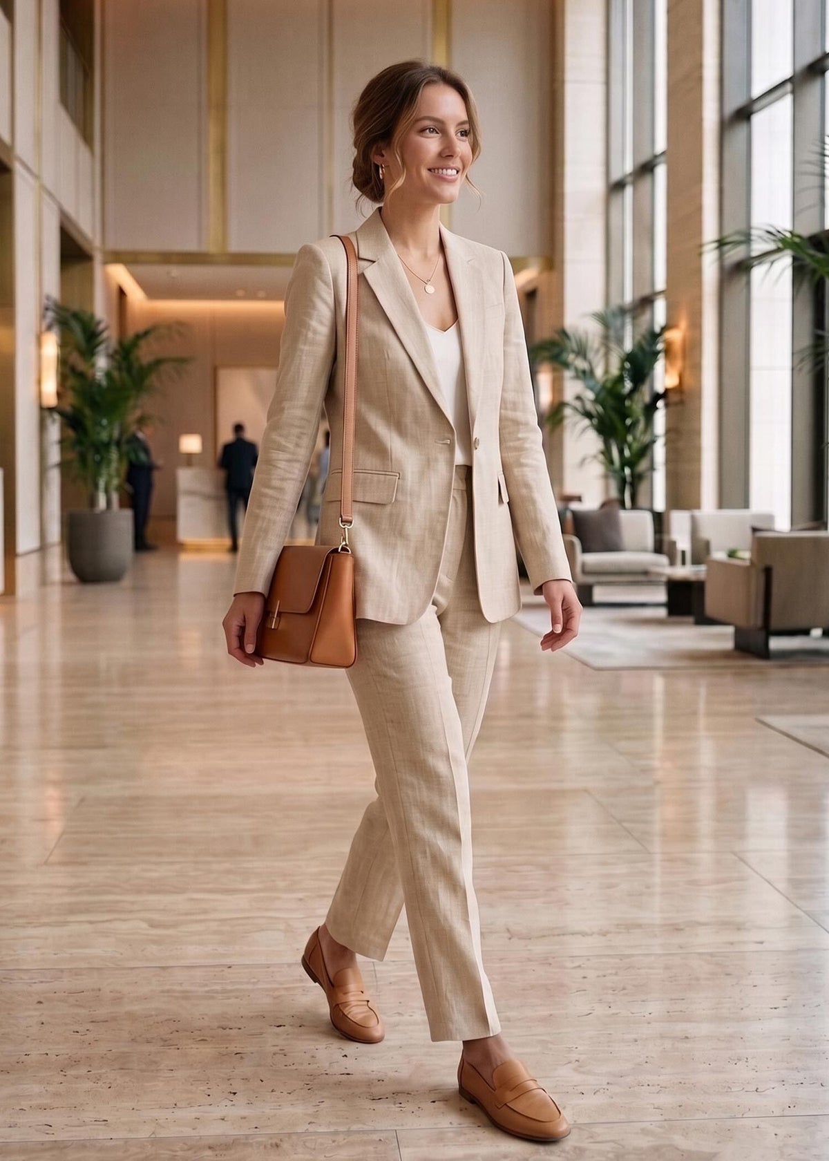 Beige Linen Suit for Women