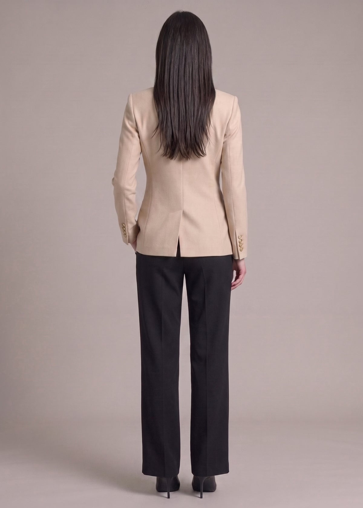 Beige Asymmetric Blazer for Ladies
