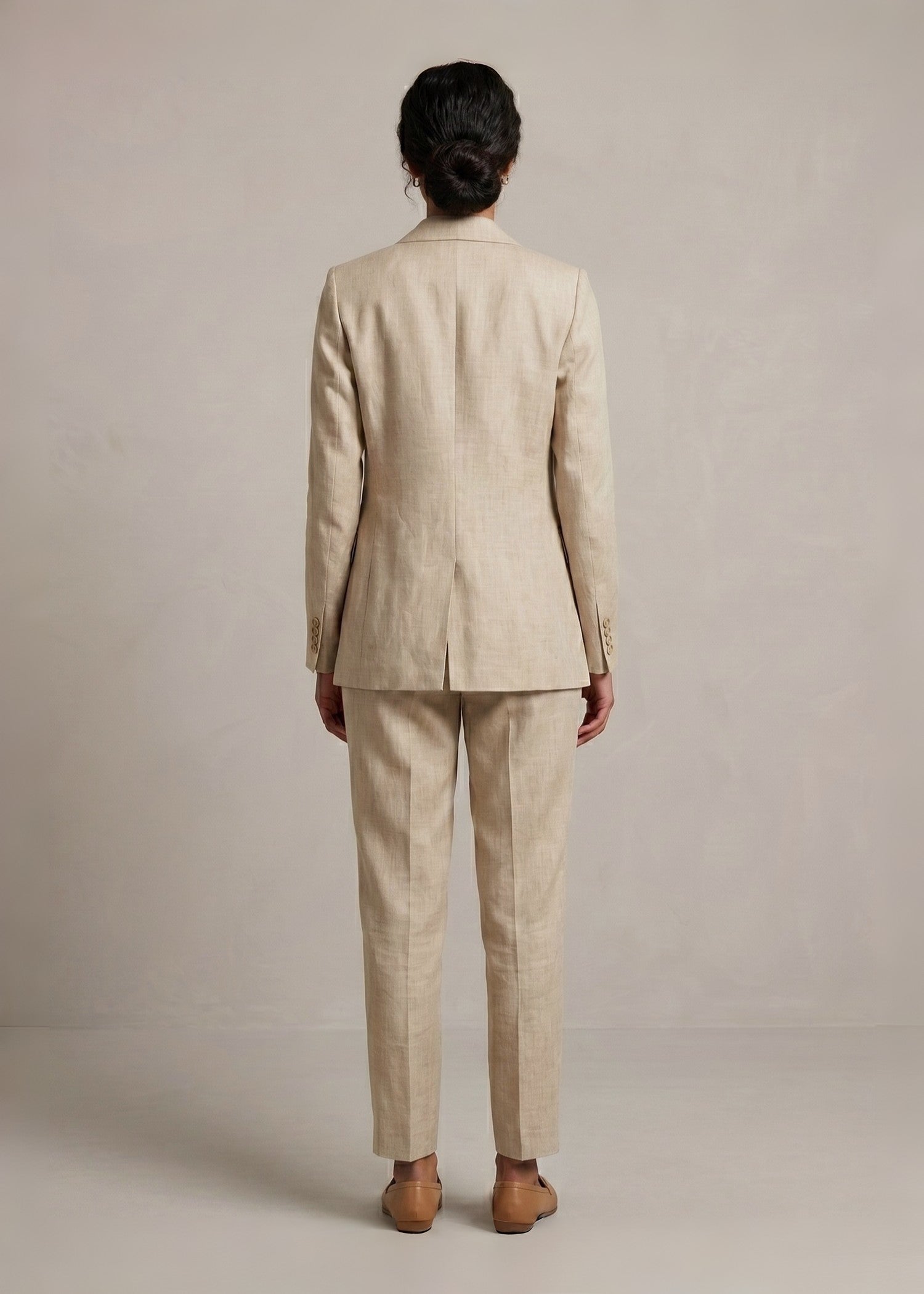 Stonehenge Single Breasted Beige Linen Suit
