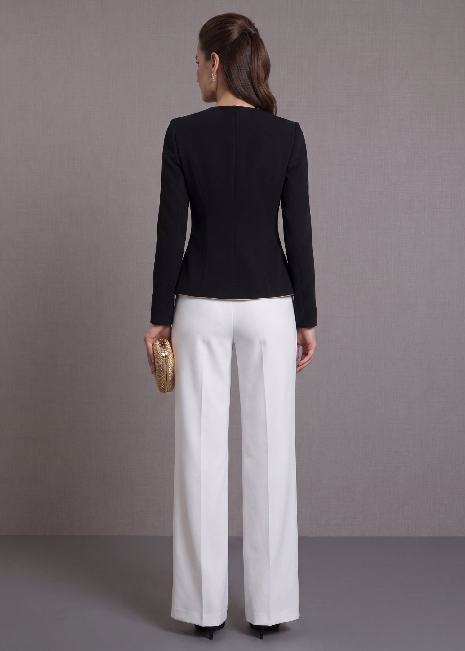 Black Collarless Blazer for Women