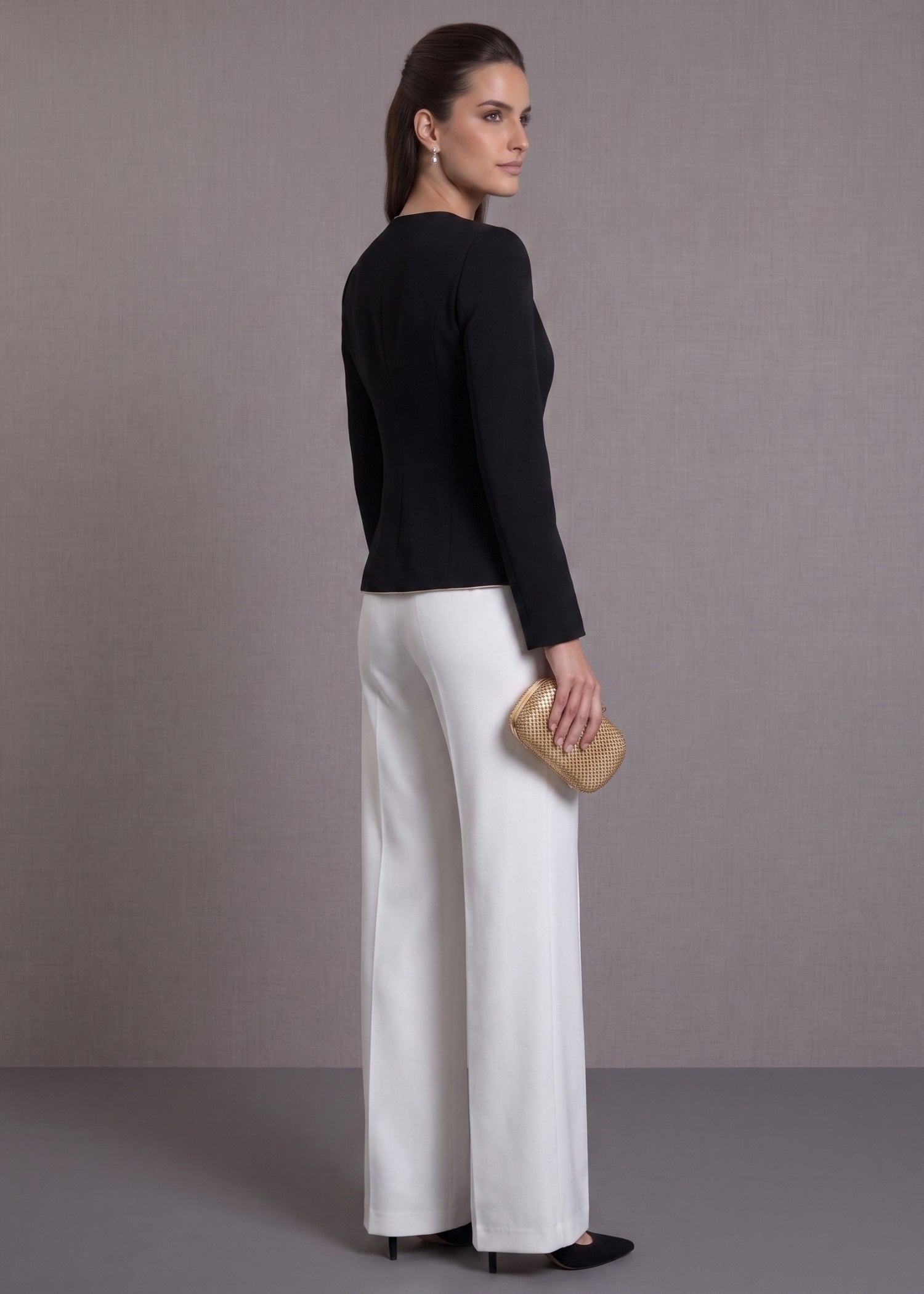 Black Collarless Blazer for Women