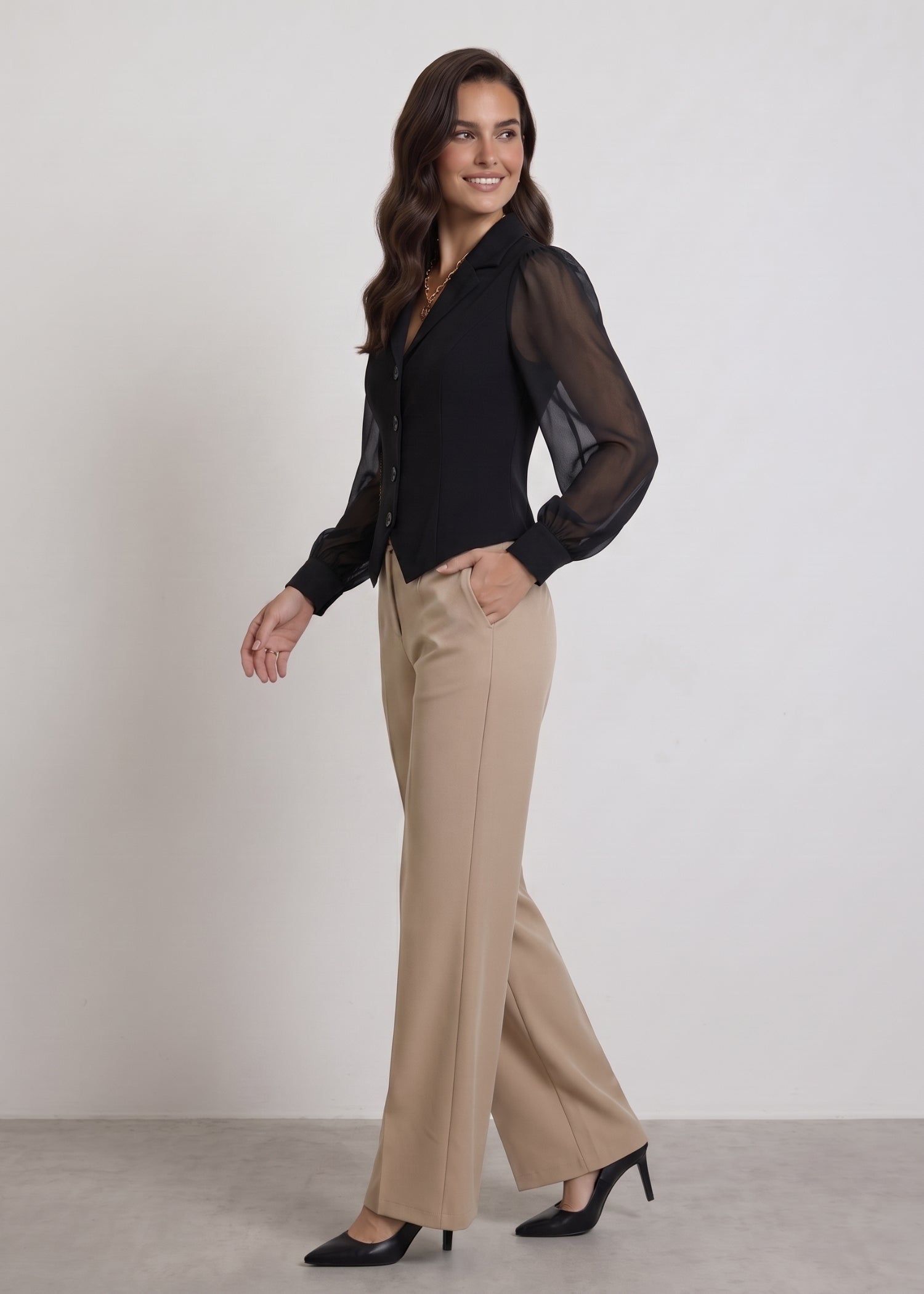 Black Long Sleeved Blouse for Women