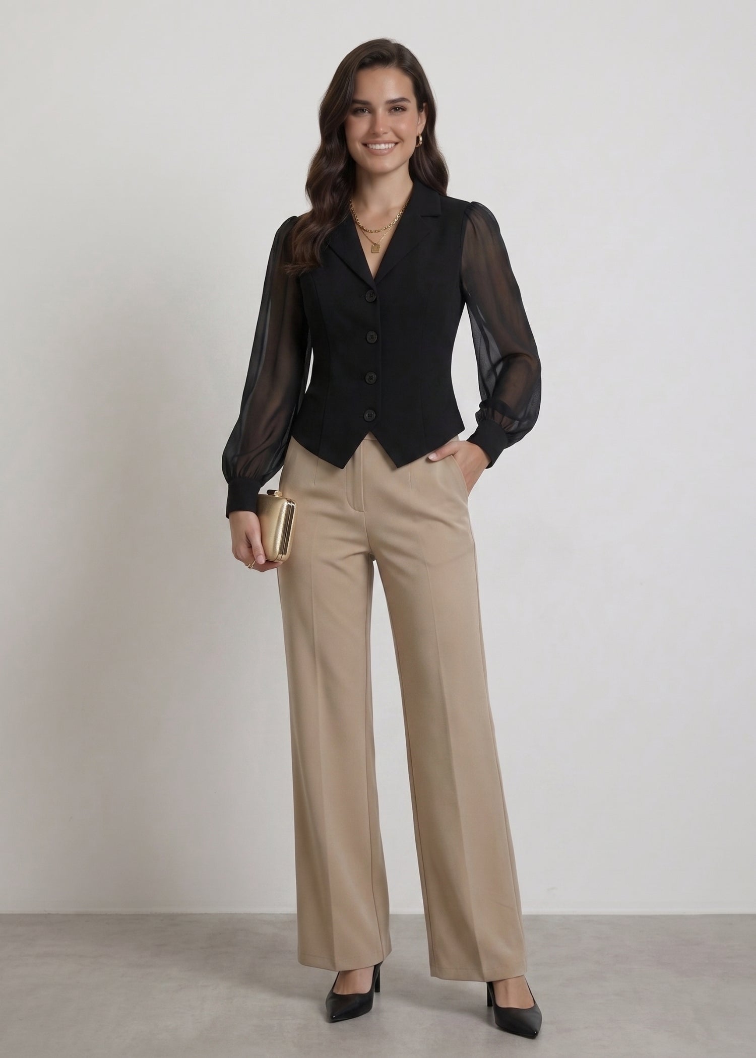 Black Long Sleeved Blouse for Women