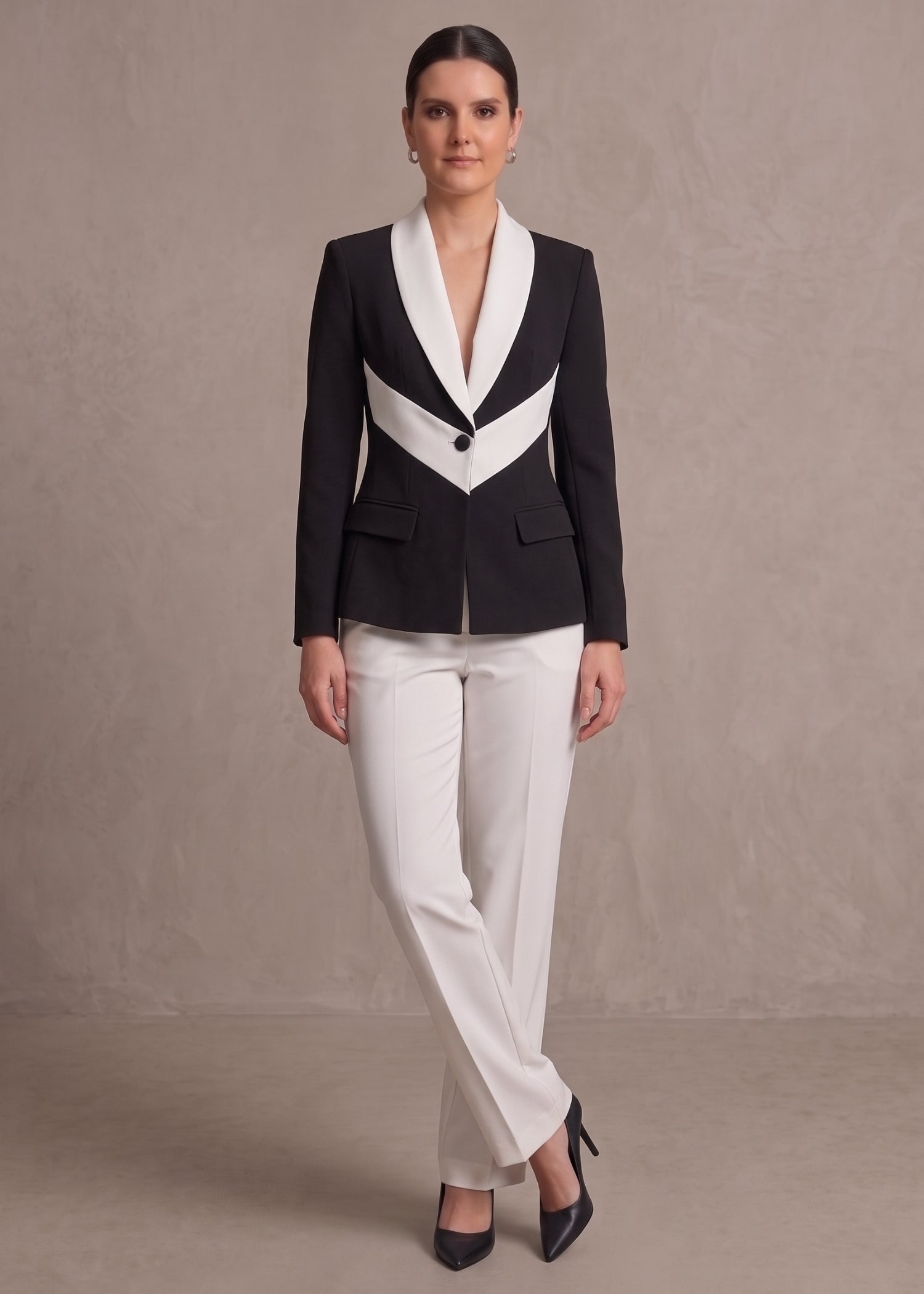 Black Shawl Collar Blazer for Female
