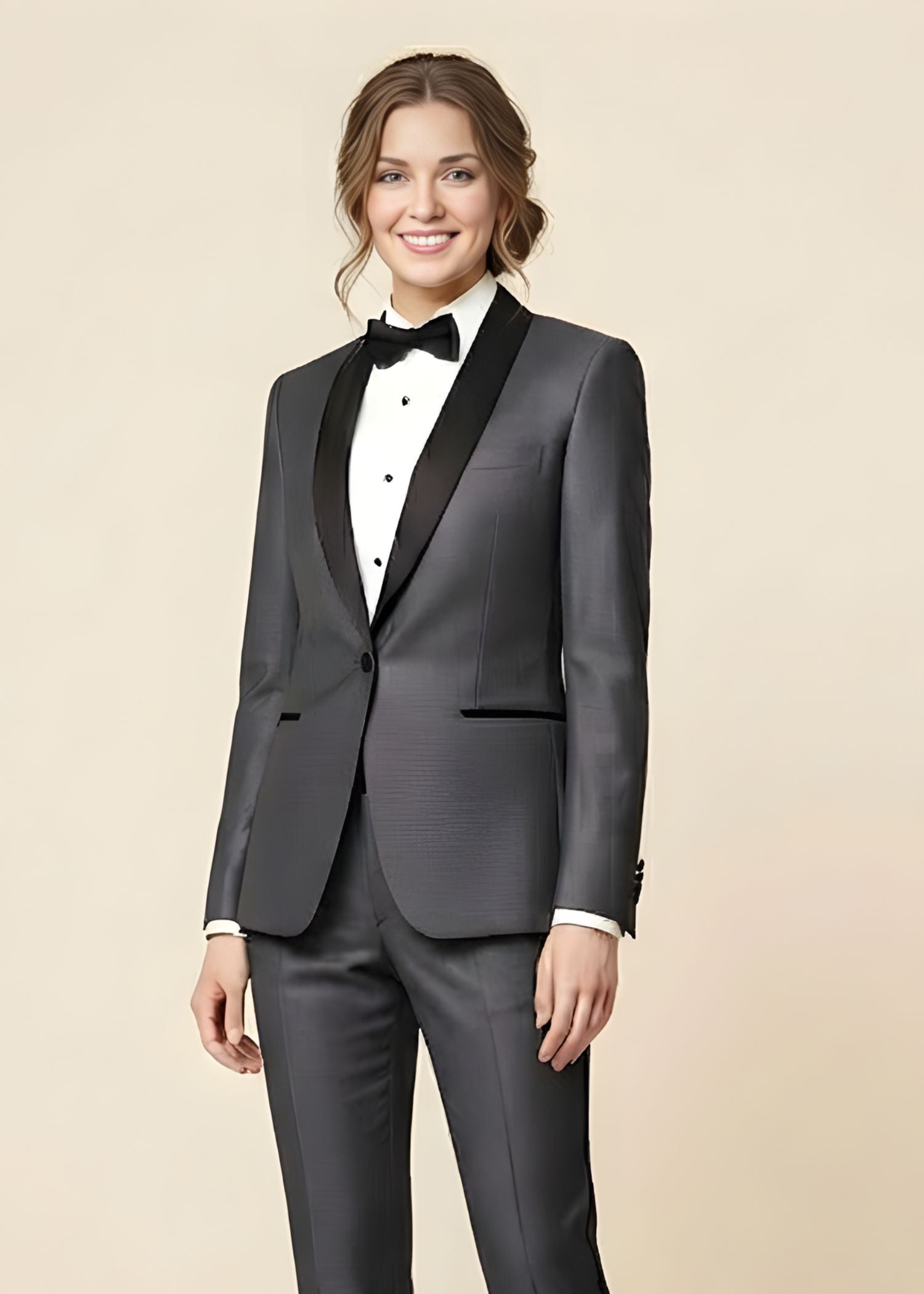Black Shawl Lapel Tuxedo in Charcoal
