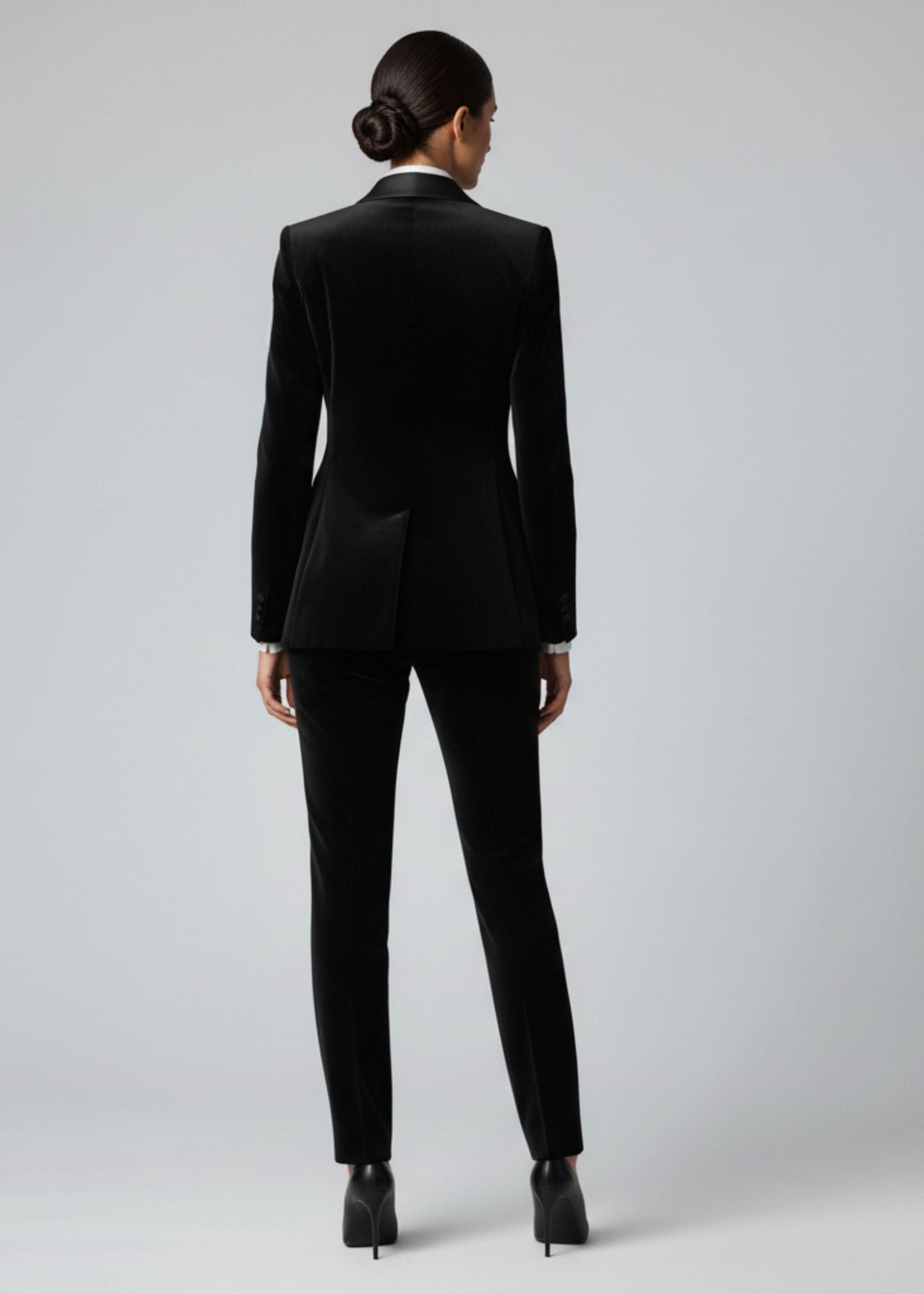 Ladies Black Velvet Tuxedo Suit