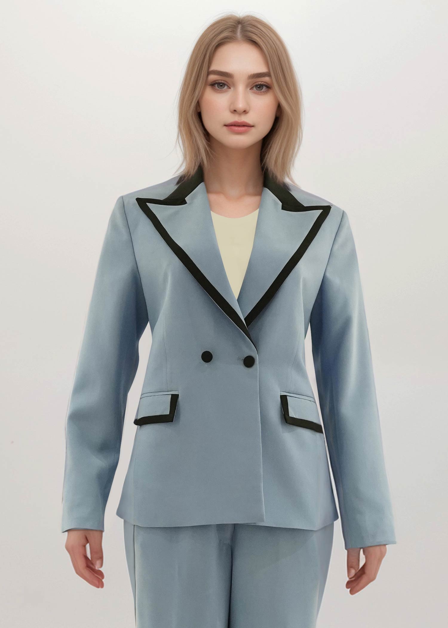 Bluish Grey 2 Piece Tuxedo Suit for Women