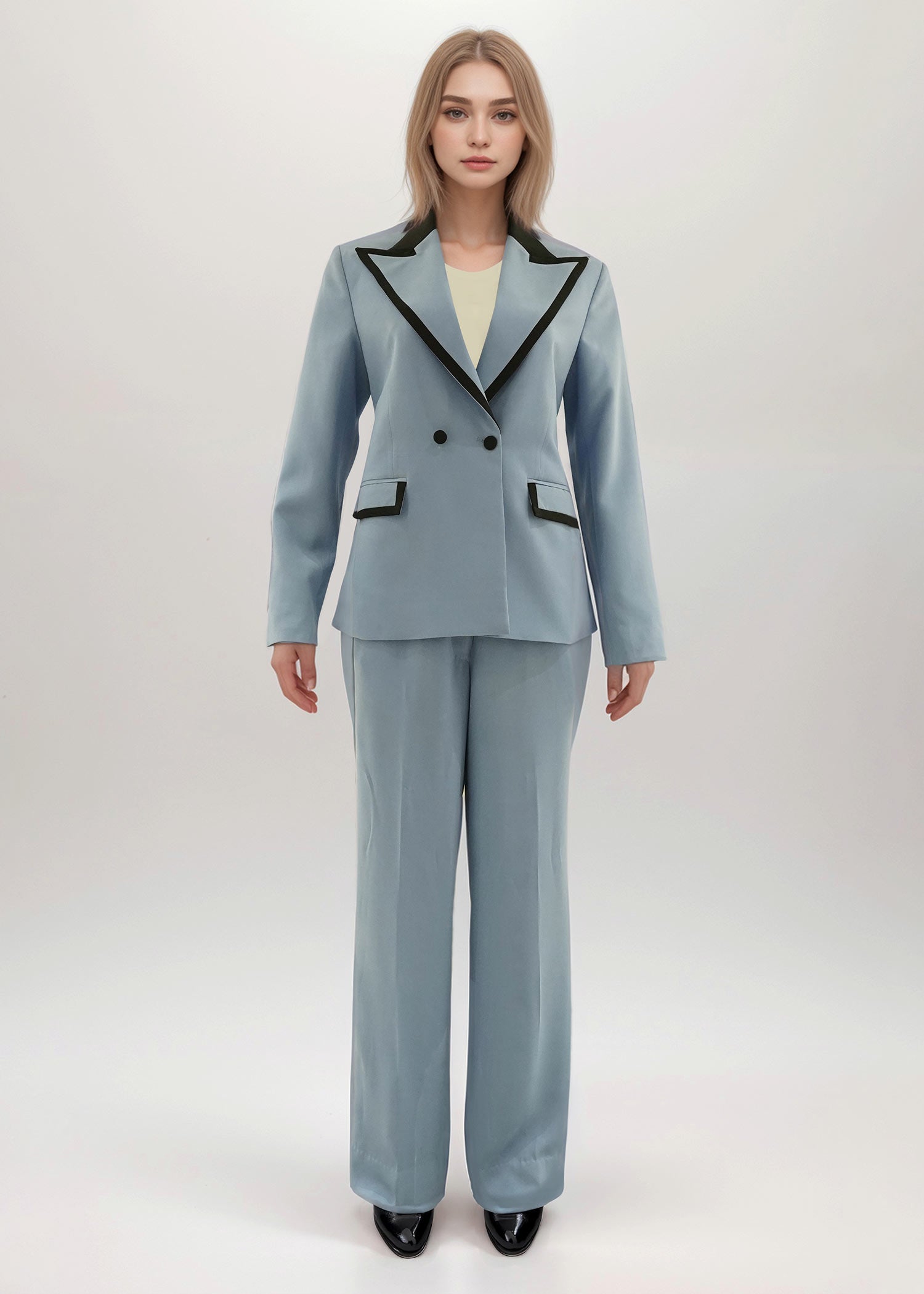 Bluish Grey 2 Piece Tuxedo Suit for Women