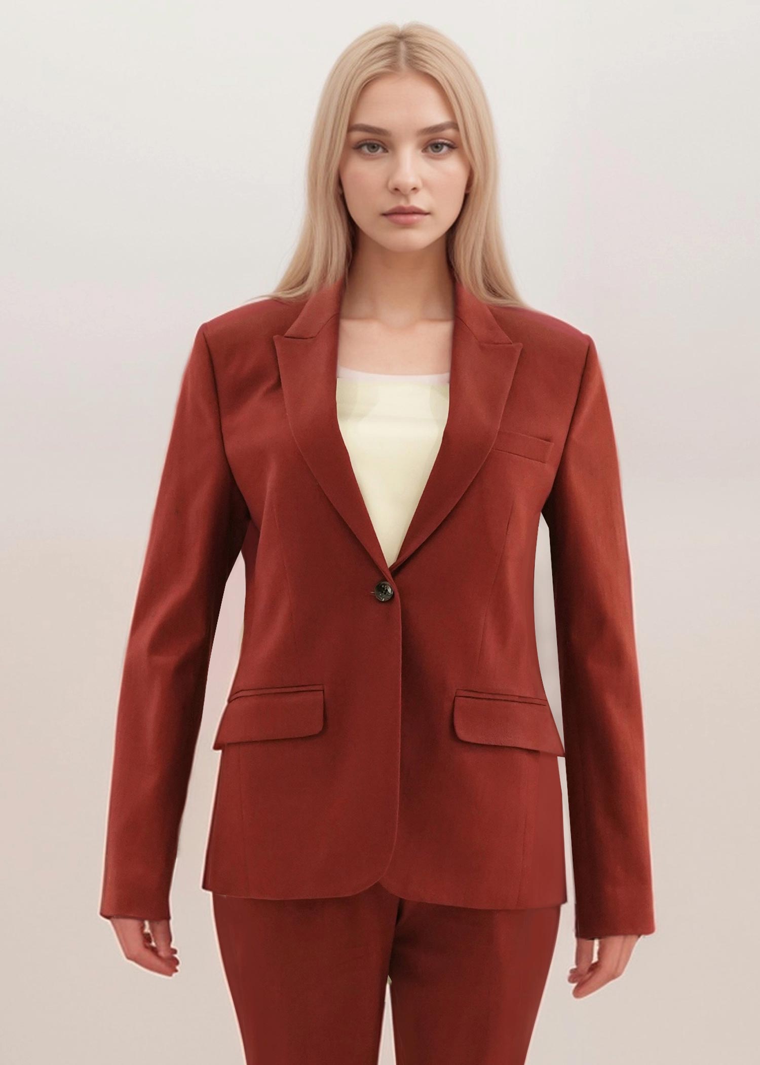 Brownish Red 2-Piece Women Office Suit