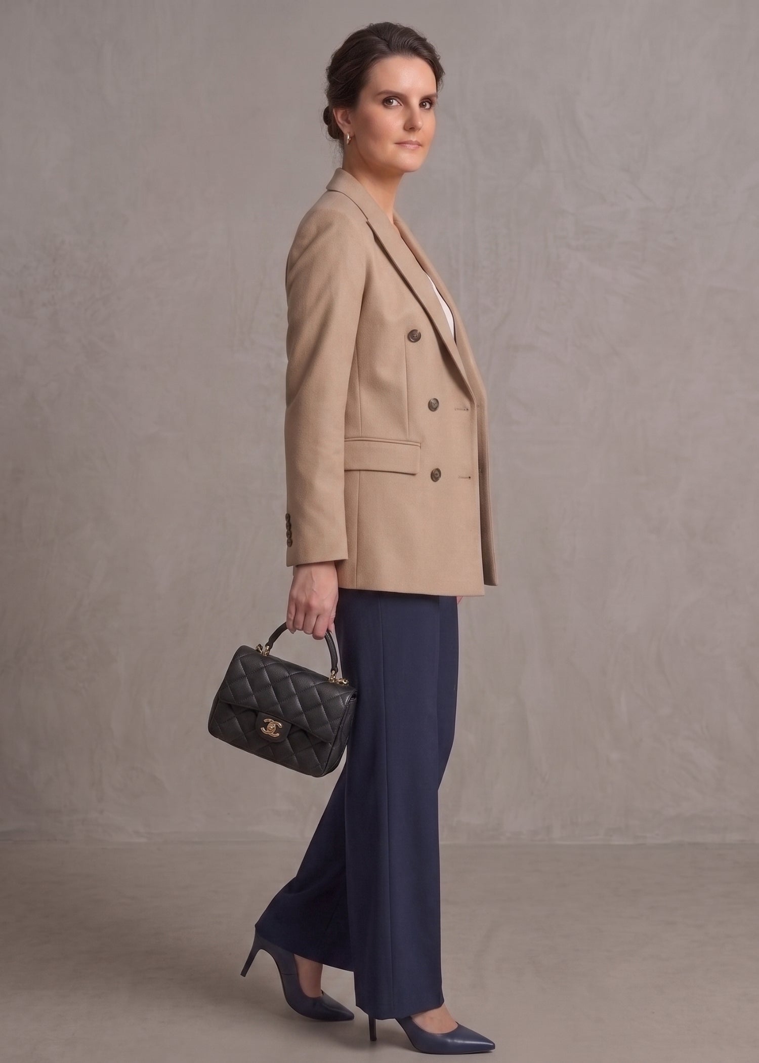 Camel Double Breasted Blazer

