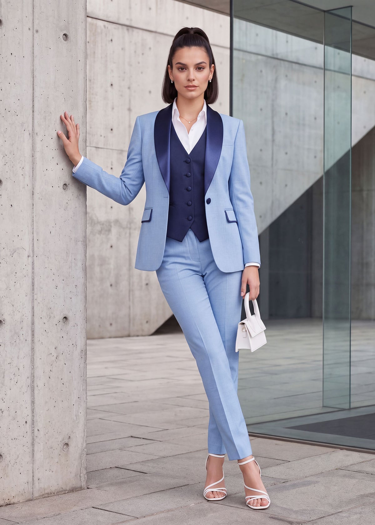 Contrast Lapel Three Piece Tuxedo
