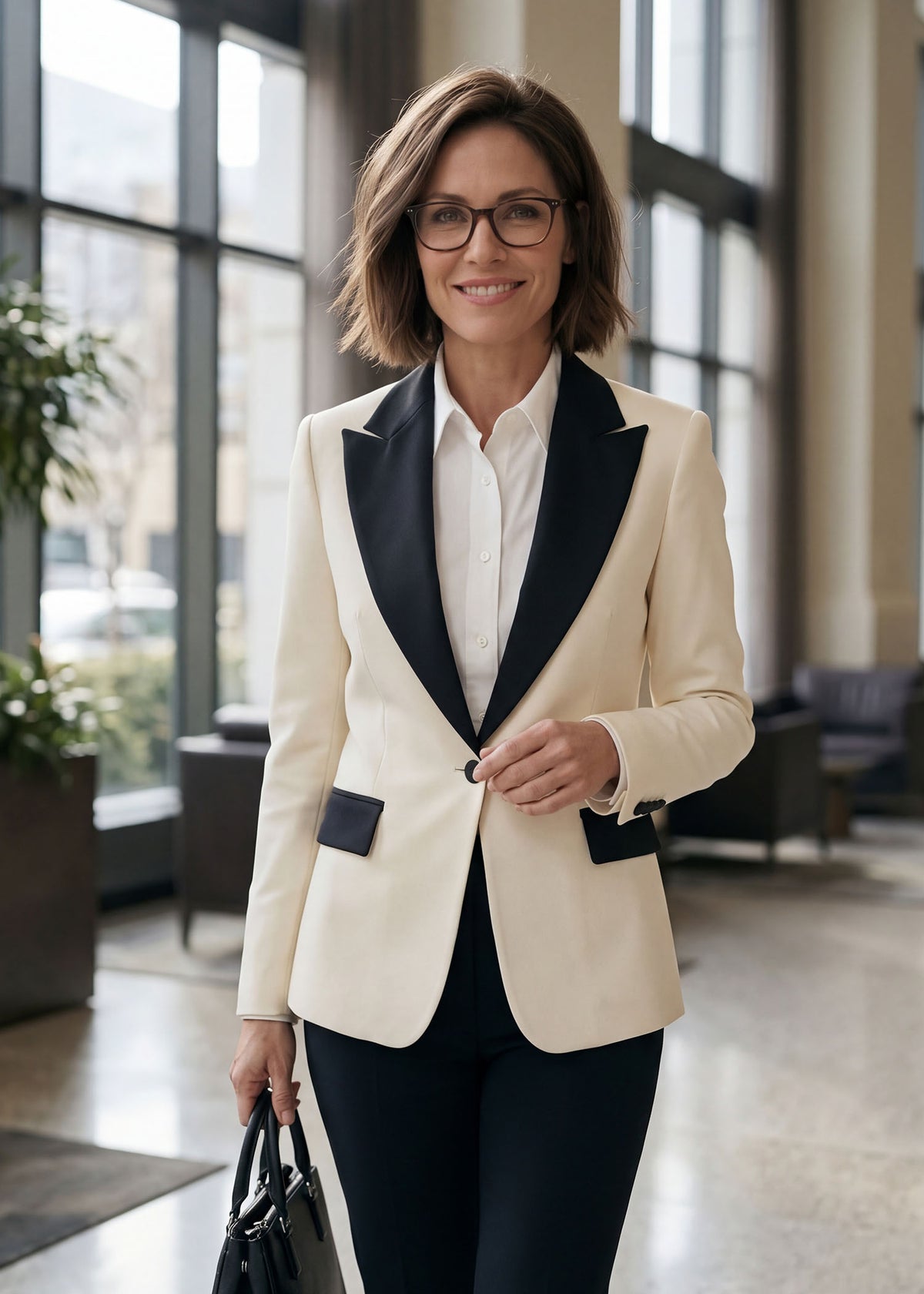 Contrast Single Breasted Tuxedo for women