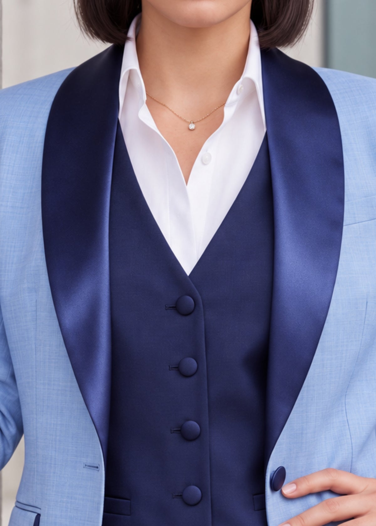 Contrast Lapel Three Piece Tuxedo
