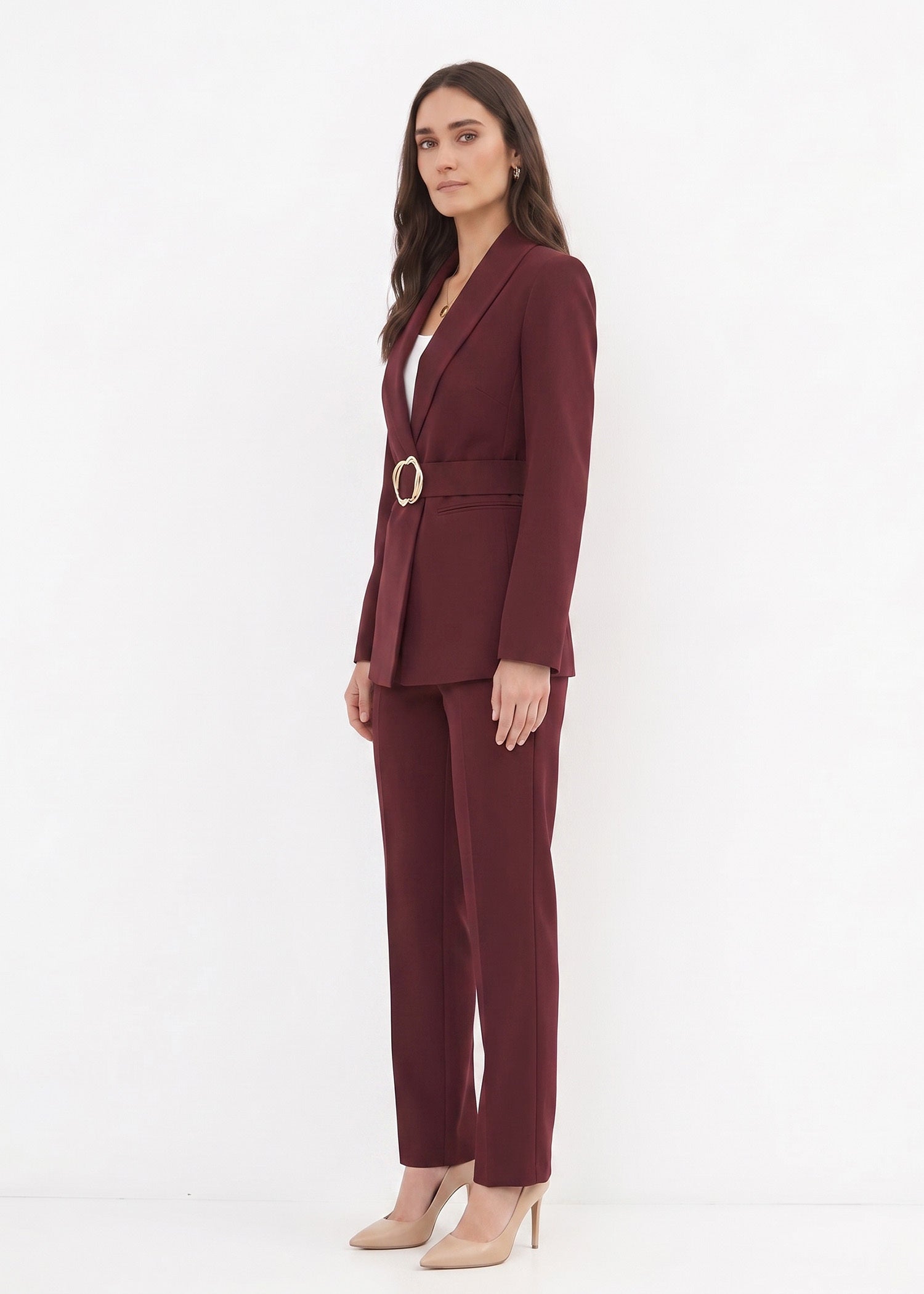 Corporate Suit in Deep Maroon