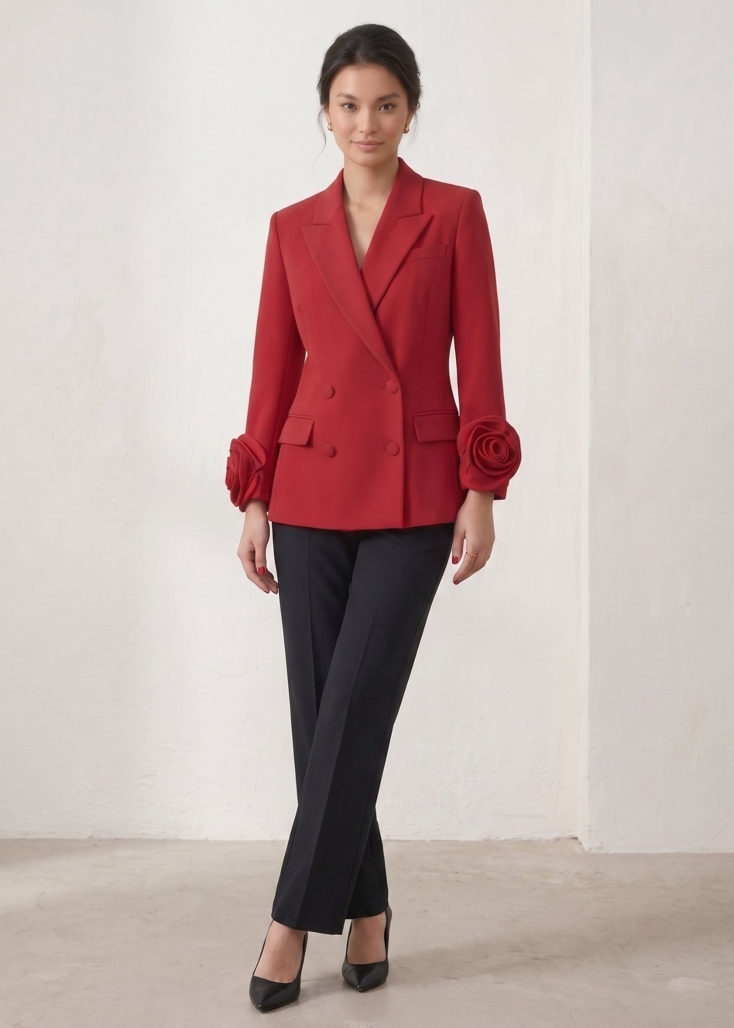 Double-Breasted Red Blazer