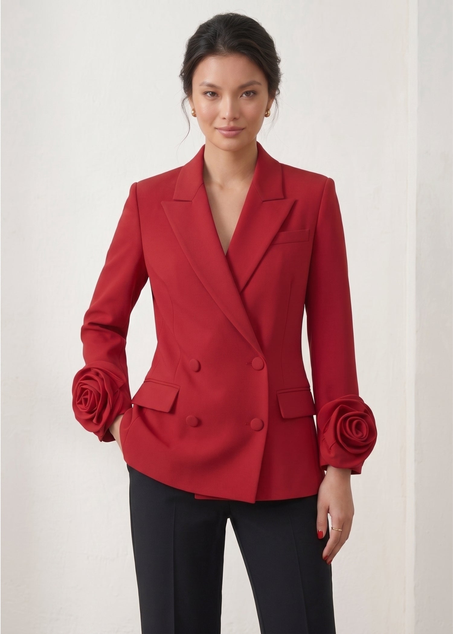 Double-Breasted Red Blazer