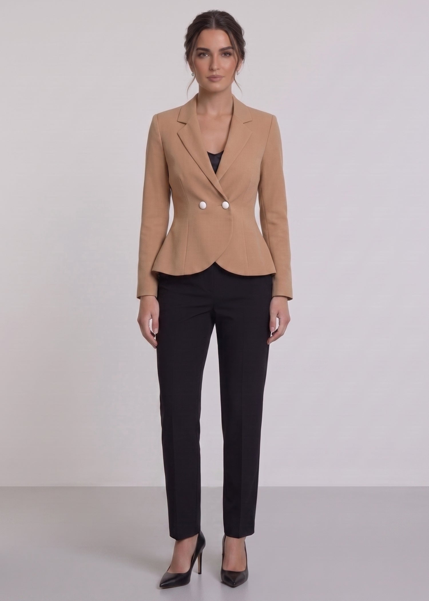 Lima Double Breasted Camel Blazer for Women
