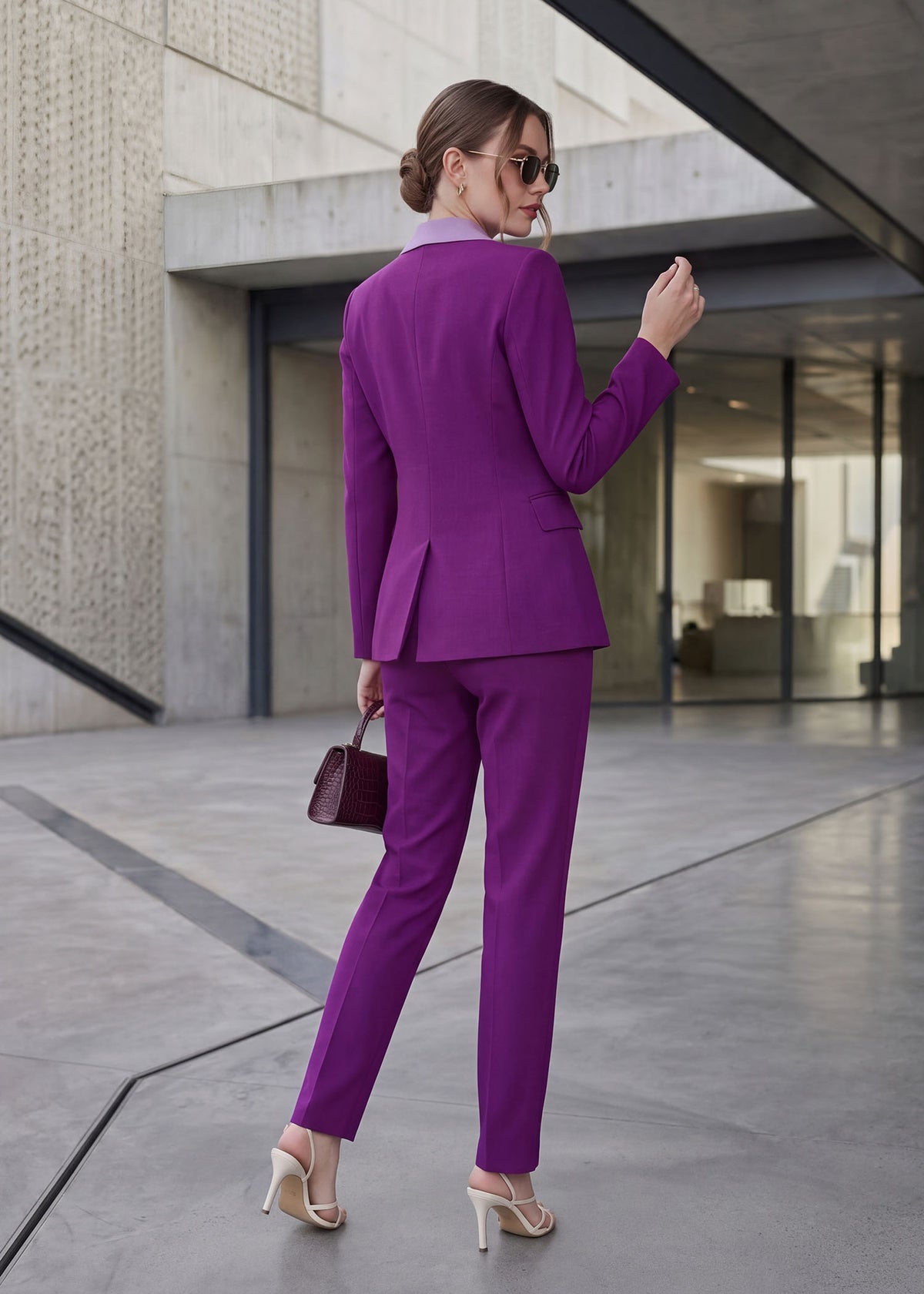Elara Single Button Tuxedo in Dark Plum