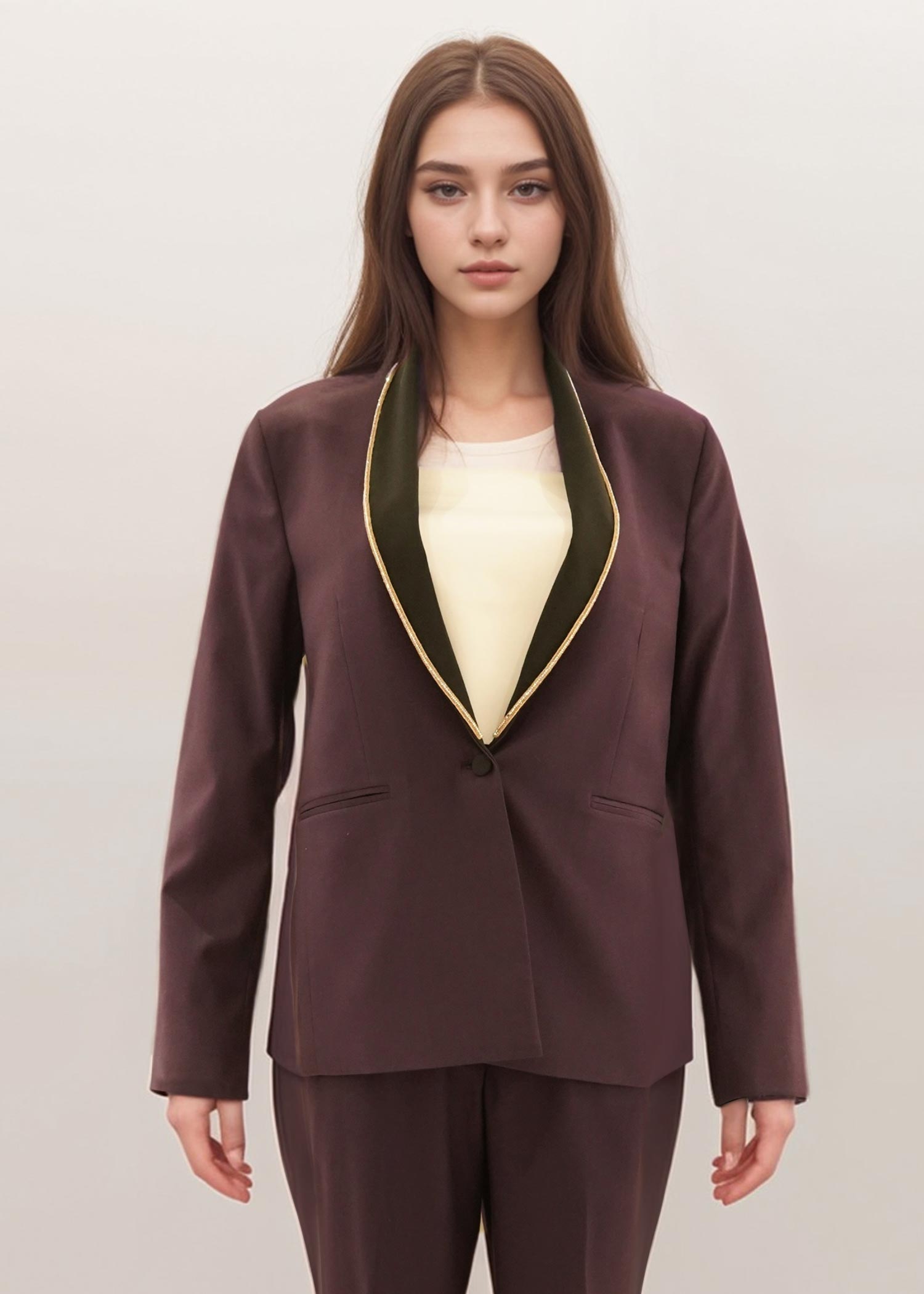 2-Piece Women Office Suit in English Walnut Color