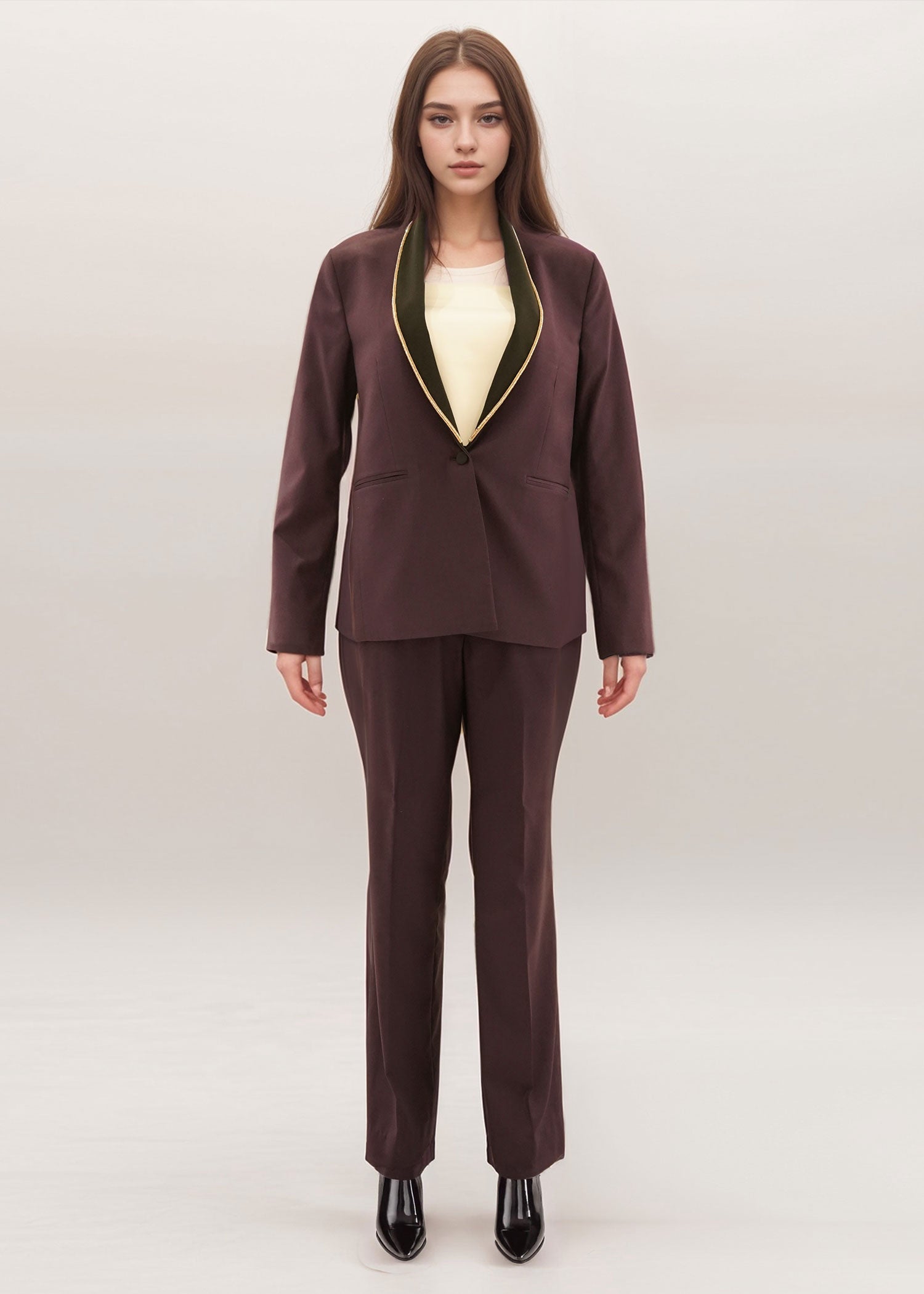 2-Piece Women Office Suit in English Walnut Color