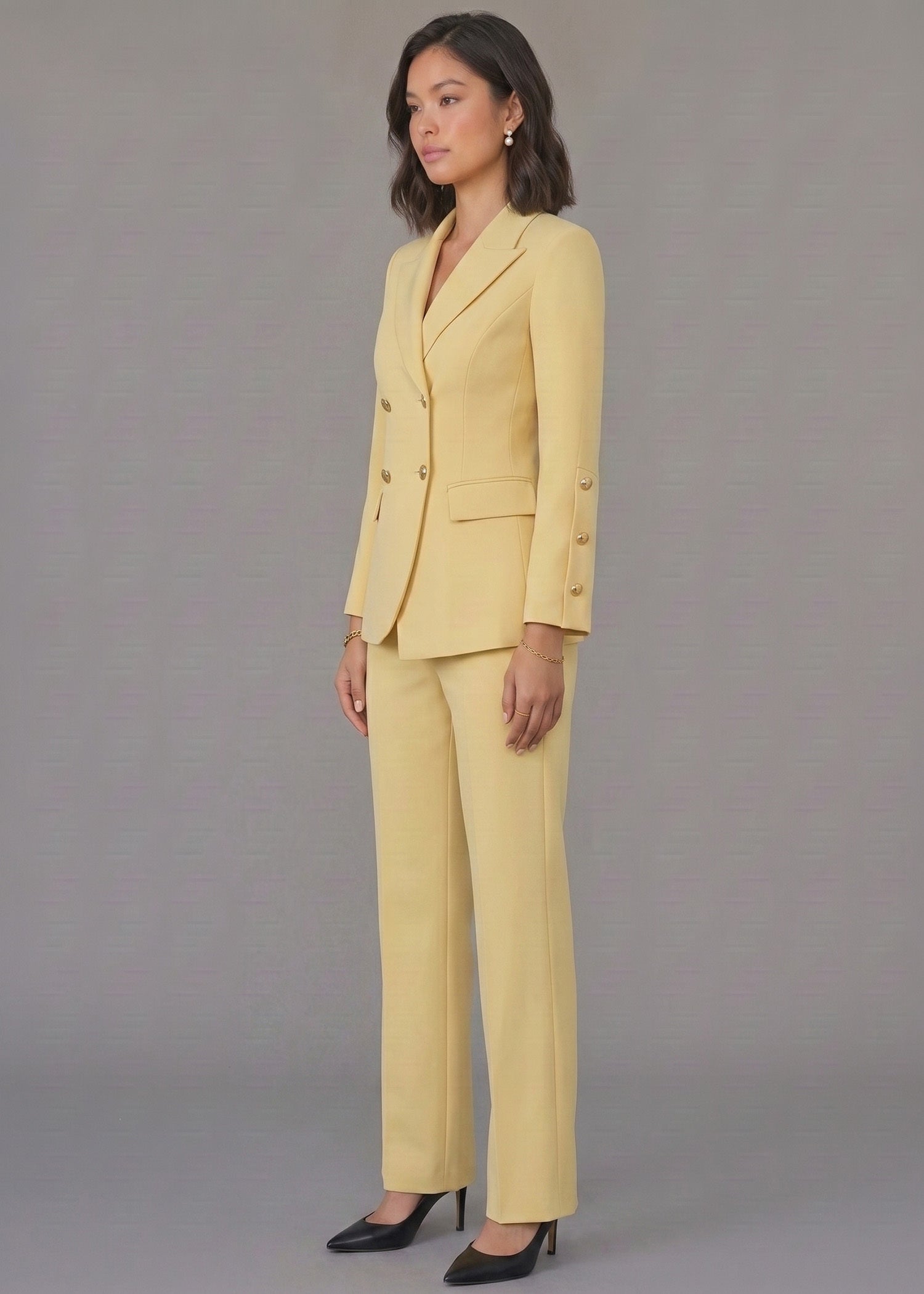 Fitted Waist Business Wear Suit