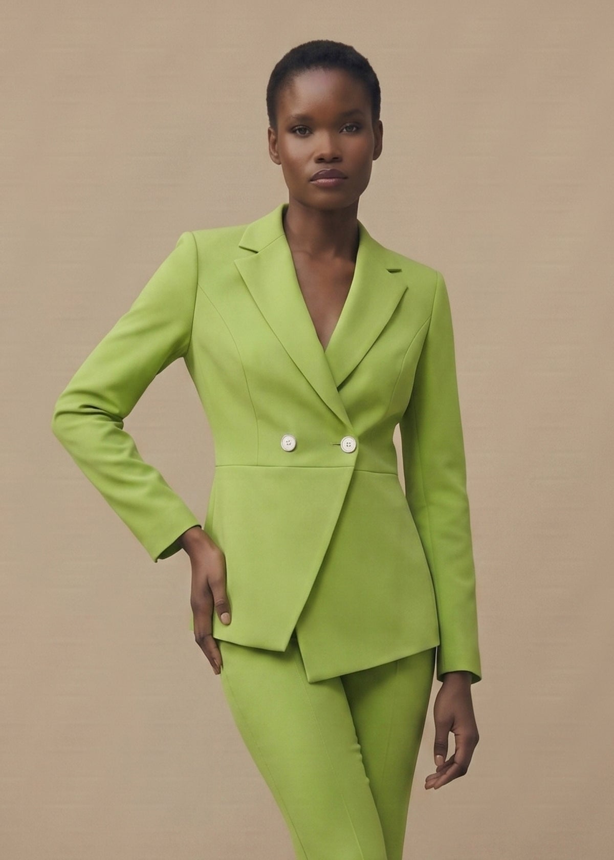 Fitted Waist Office Style Suit