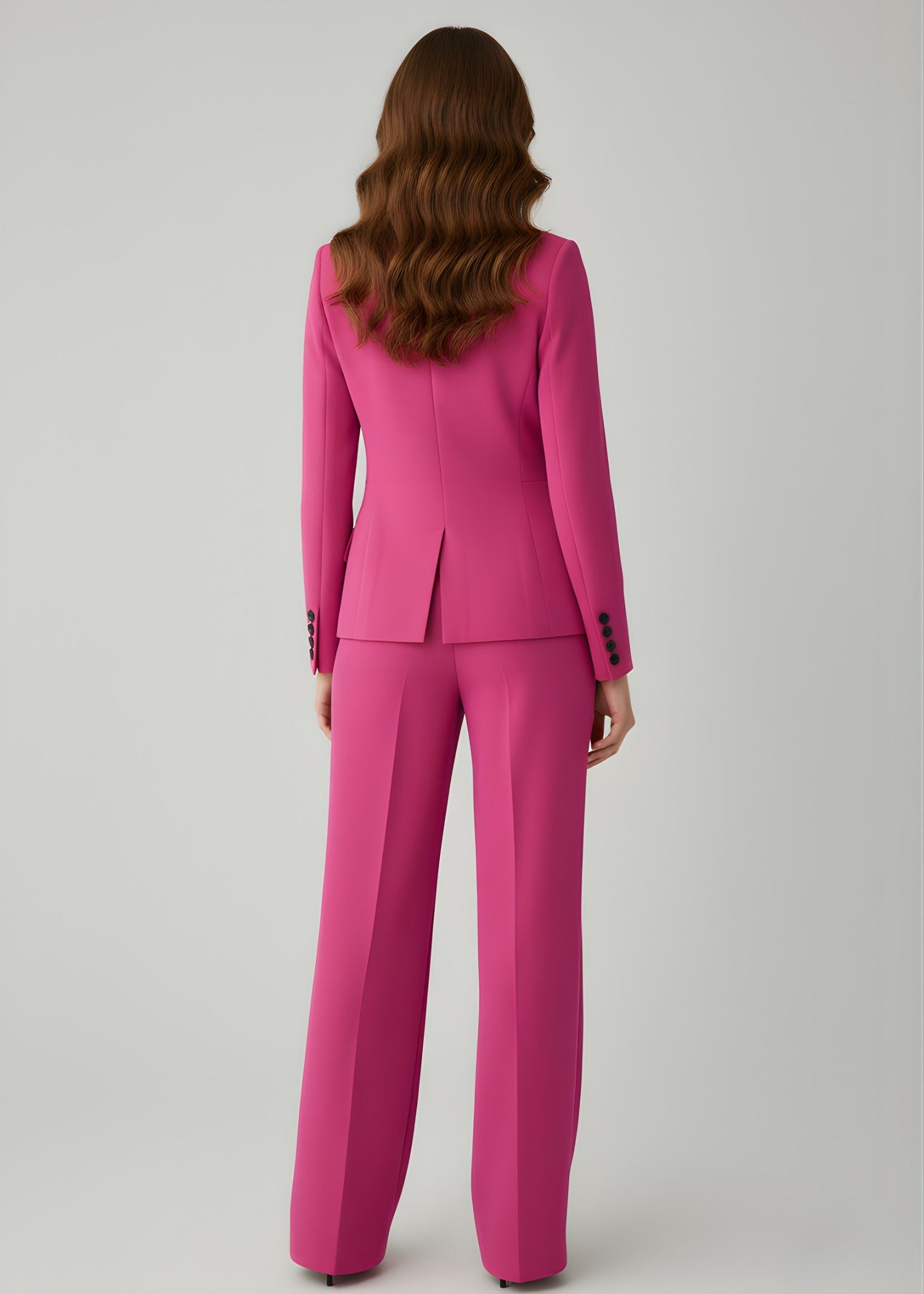 Fitted Waist Suit in Bright Pink